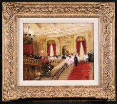 Le Grand Escalier - Figures impressionnistes dans l'intérieur - Huile de Jules Rene Herve
