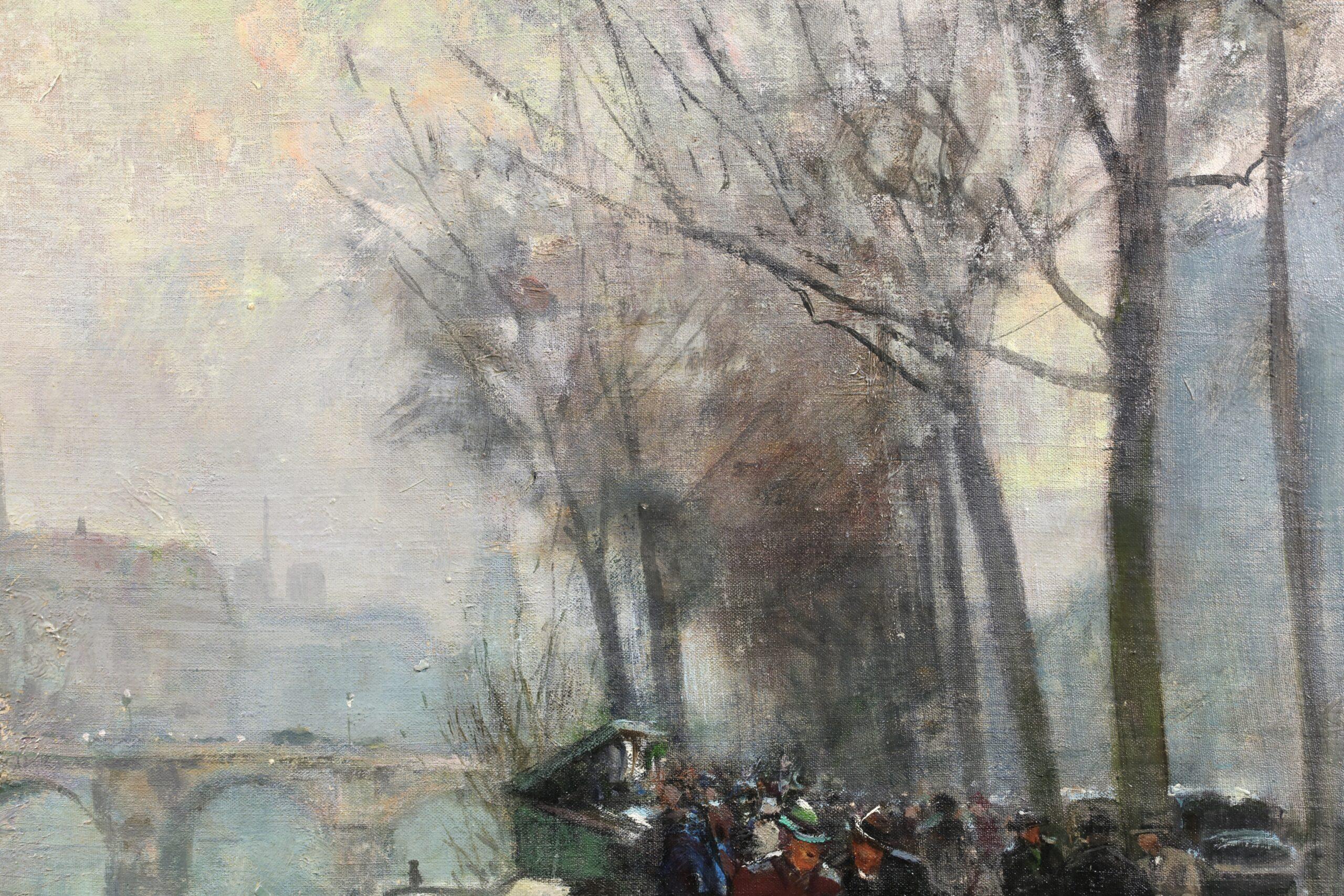 Le Quai Conti - Paisaje figurativo impresionista Óleo de Jules Rene Herve - Painting Impresionista de Jules René Hervé