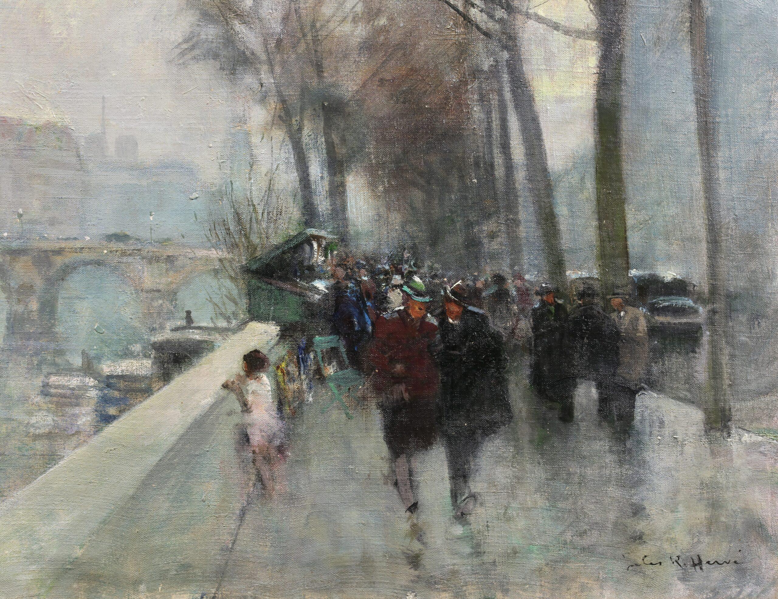 Le Quai Conti - Paisaje figurativo impresionista Óleo de Jules Rene Herve en venta 2
