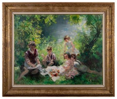 Mère et enfants ayant une pique-nique