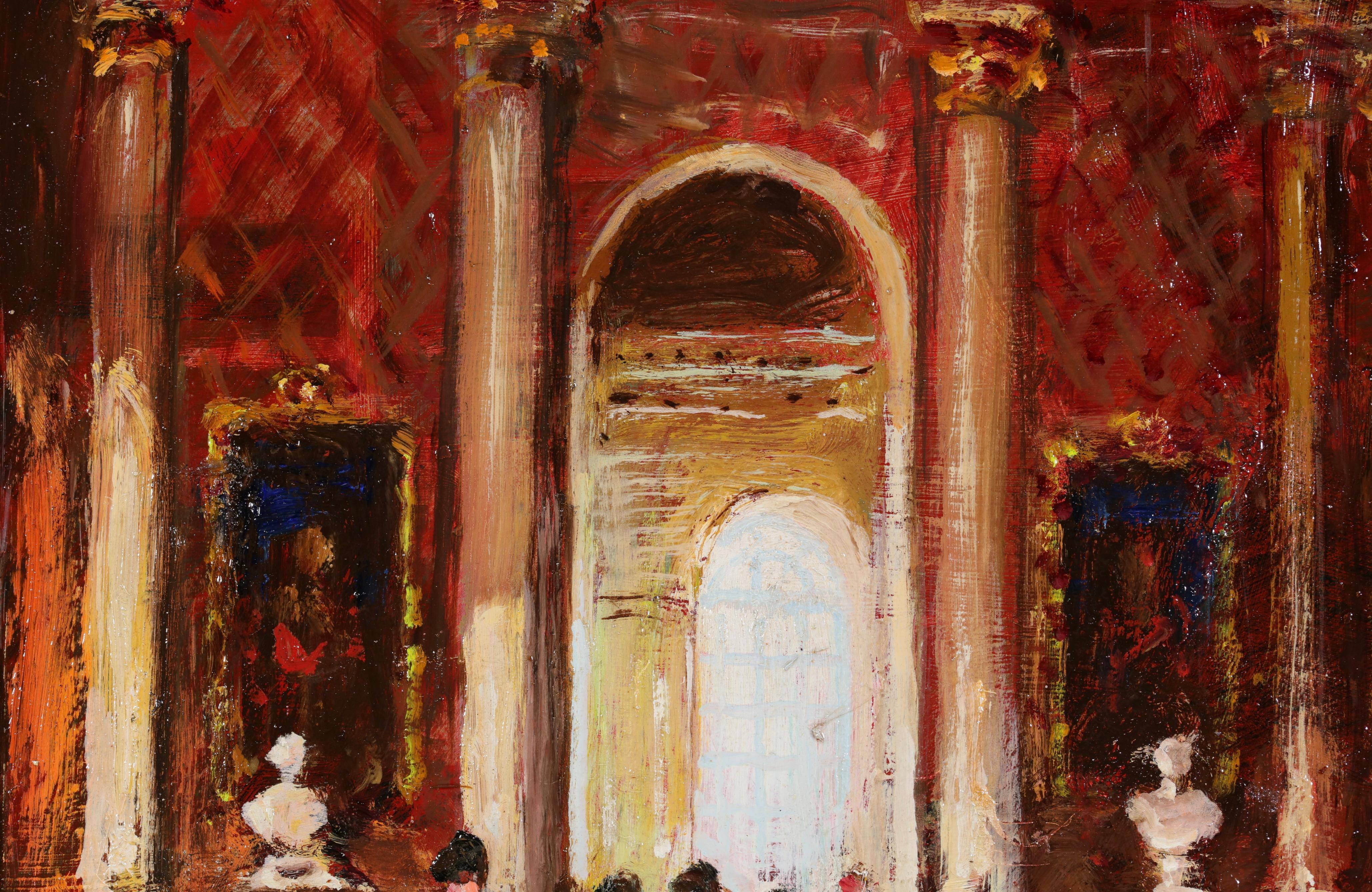 Opera Garnier Parigi - Figure impressioniste in interni ad olio di Jules Herve in vendita 2