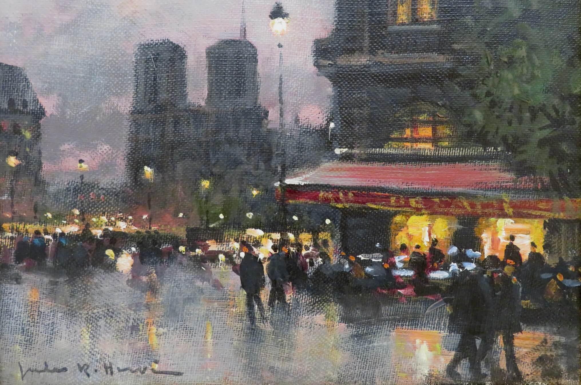 Óleo original firmado por Jules Rene Herve de Restaurante Maxims París 3