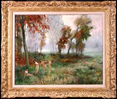 Pan & the Nymphs - Impressionist Oil, Figures in Landscape by Jules Rene Herve