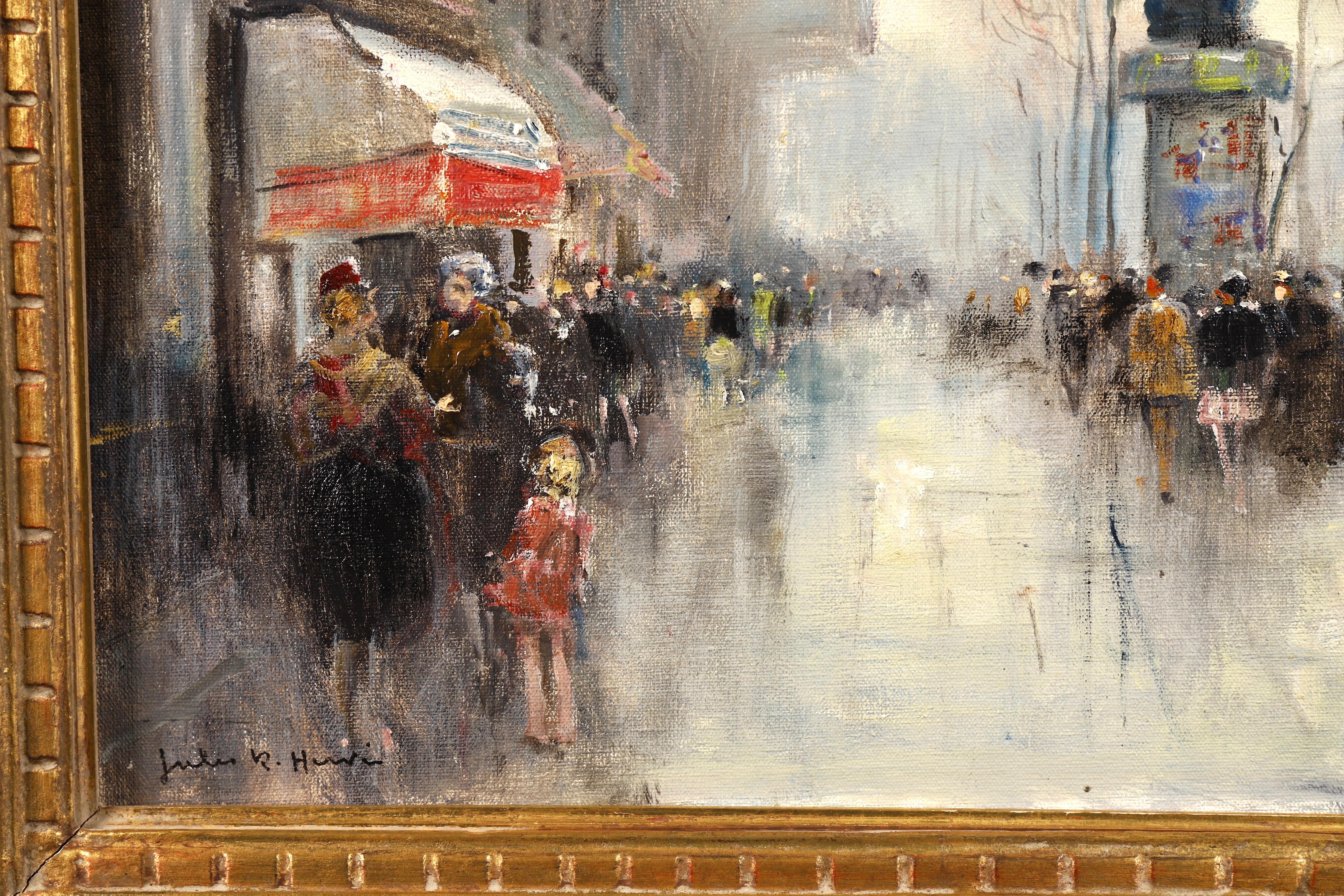 Paris - La Madeleine- Impressionist Oil, Figures in Cityscape - Jules Rene Herve 3