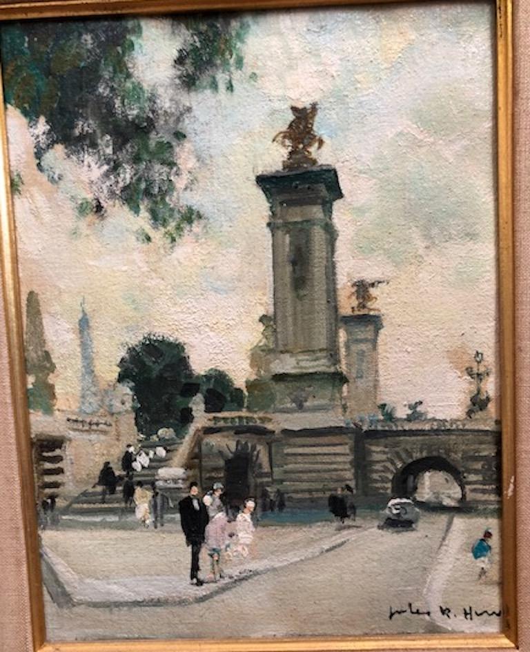 Paris Street Scene - Other Art Style Painting by Jules René Hervé