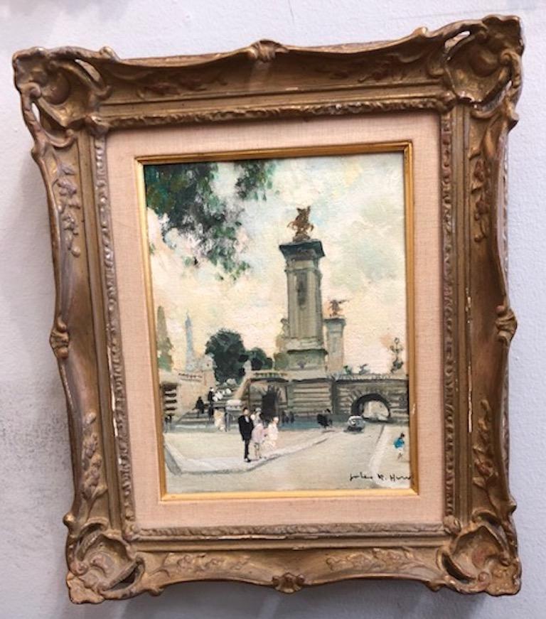 Paris Street Scene - Painting by Jules René Hervé
