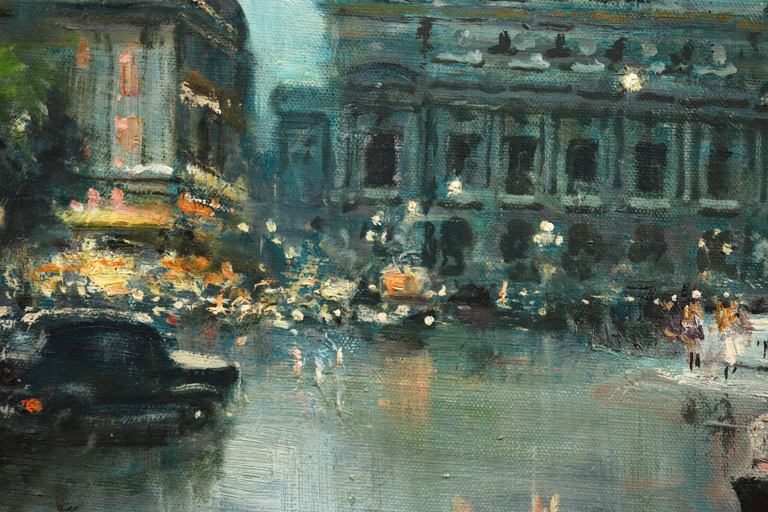 Place de l'Opera - Impressionist Cityscape Oil Painting by Jules Rene Herve For Sale 8