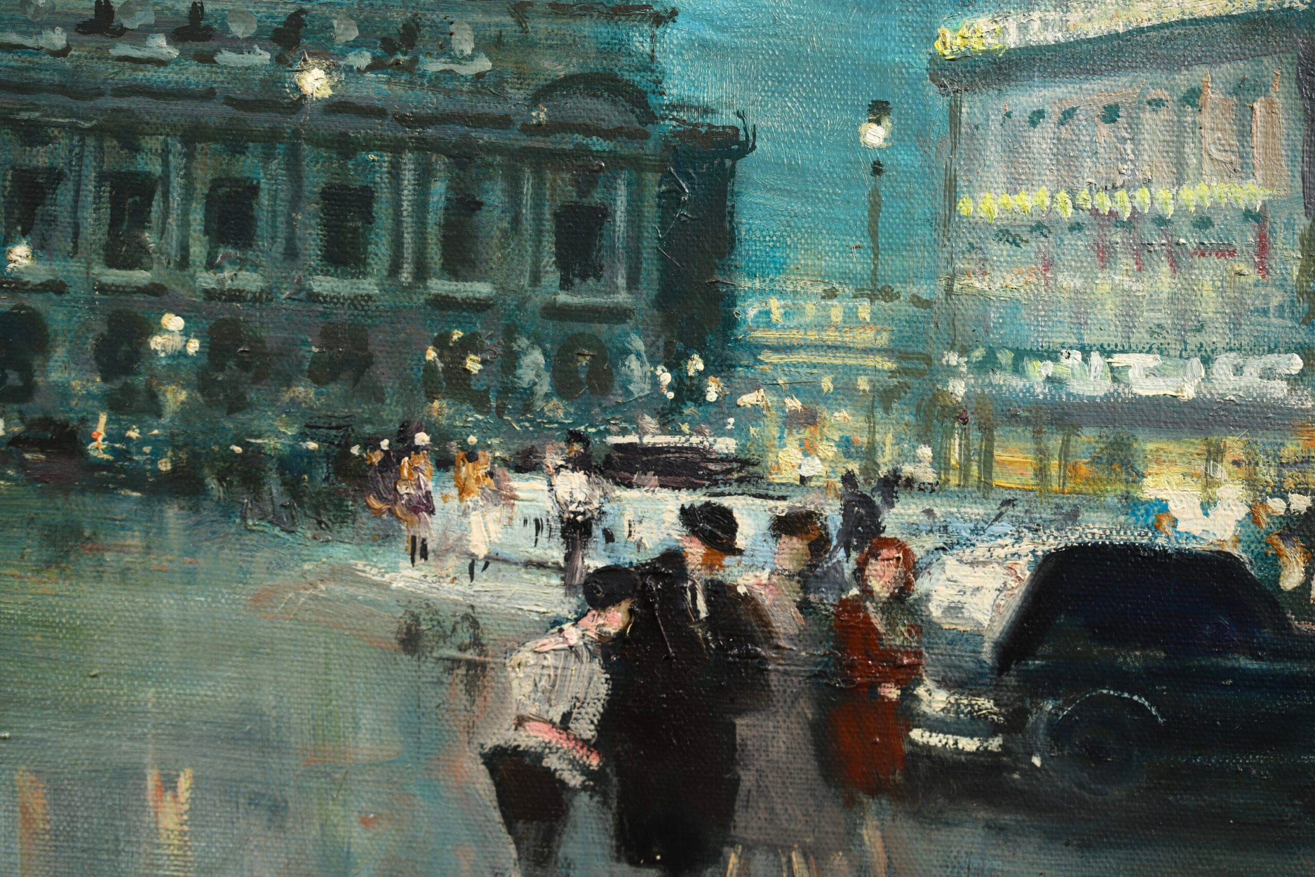 Place de l'Opera - Impressionist Cityscape Oil Painting by Jules Rene Herve For Sale 9