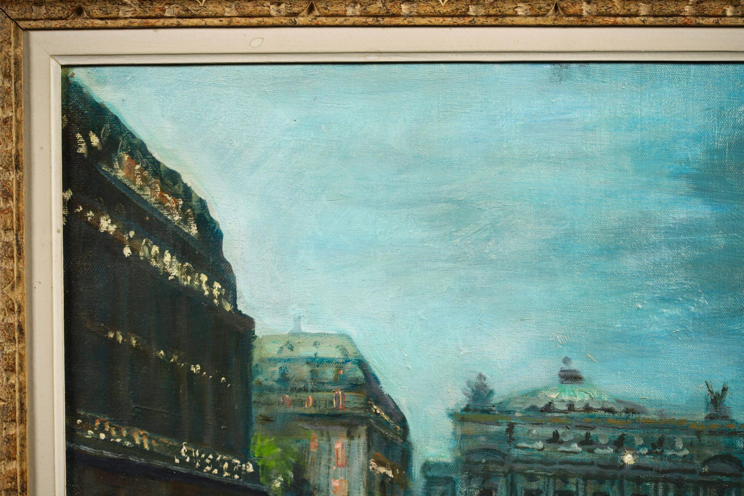 Place de l'Opera - Impressionist Cityscape Oil Painting by Jules Rene Herve For Sale 1