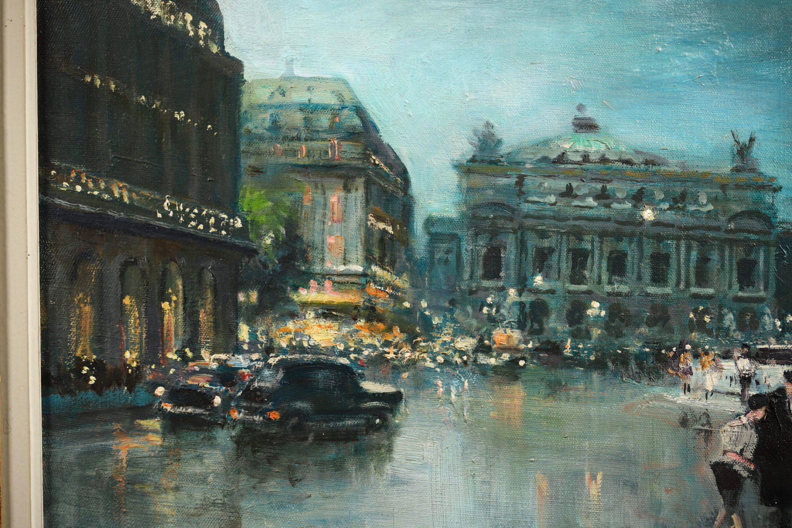 Place de l'Opera - Impressionist Cityscape Oil Painting by Jules Rene Herve For Sale 2