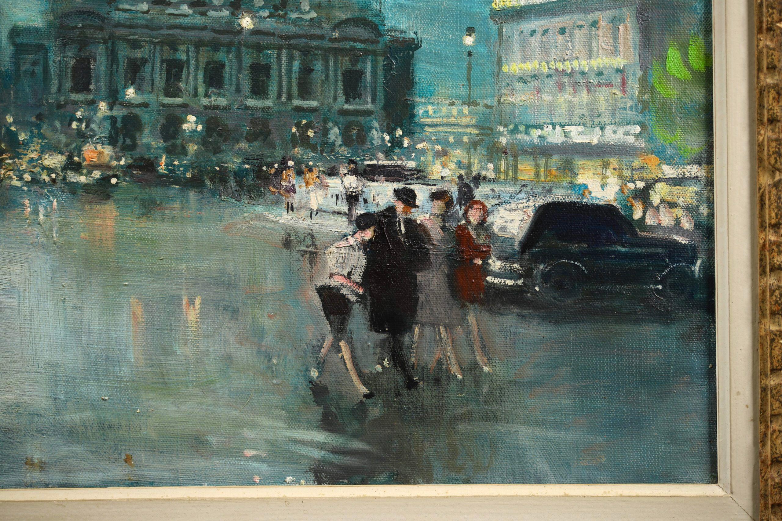 Place de l'Opera - Impressionist Cityscape Oil Painting by Jules Rene Herve For Sale 5