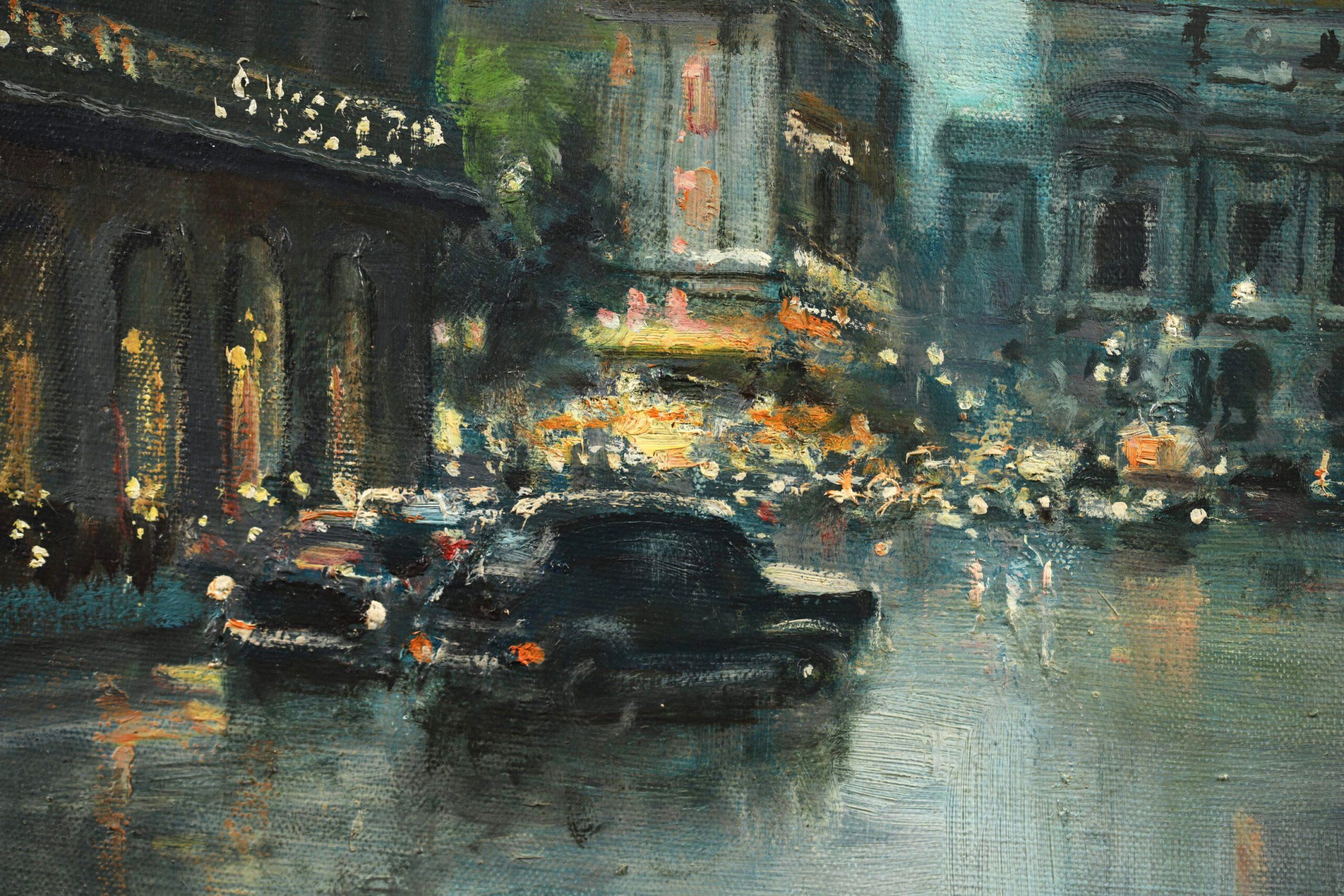 Place de l'Opera - Impressionist Cityscape Oil Painting by Jules Rene Herve For Sale 7