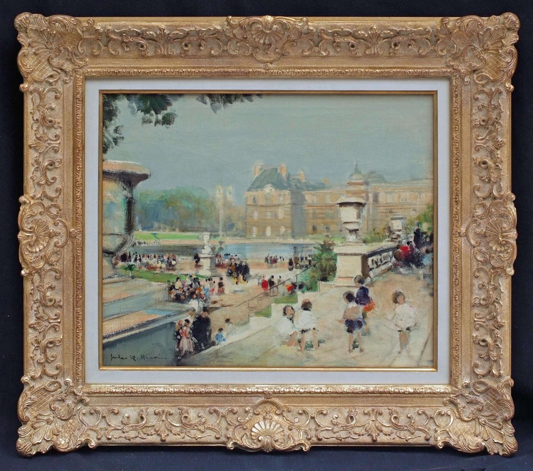 Portrait Painting Jules René Hervé - Pond of the Tuileries Garden à Paris