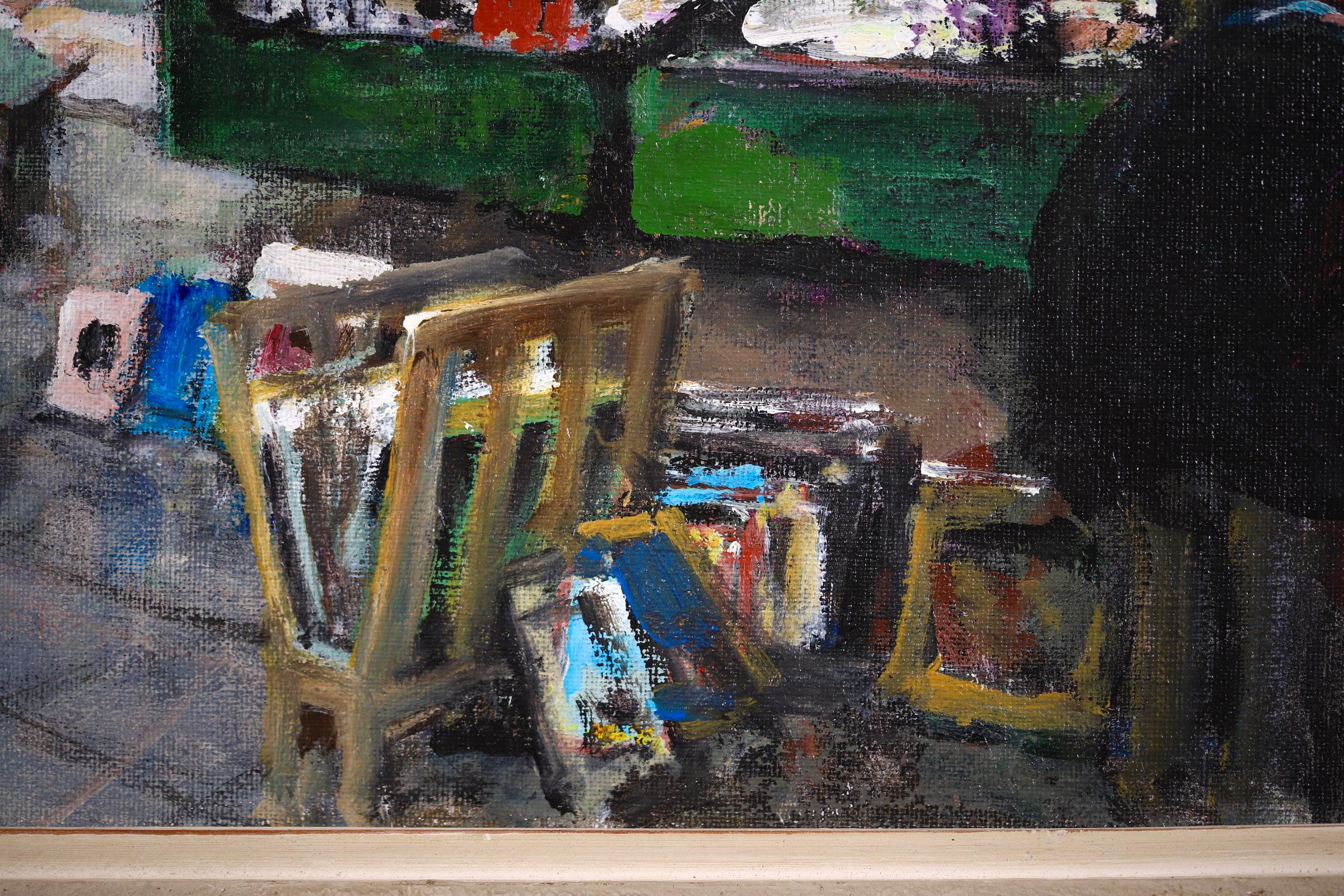Quai des bouquinistes- Impressionist Figures in Landscape Oil - Jules Rene Herve For Sale 2