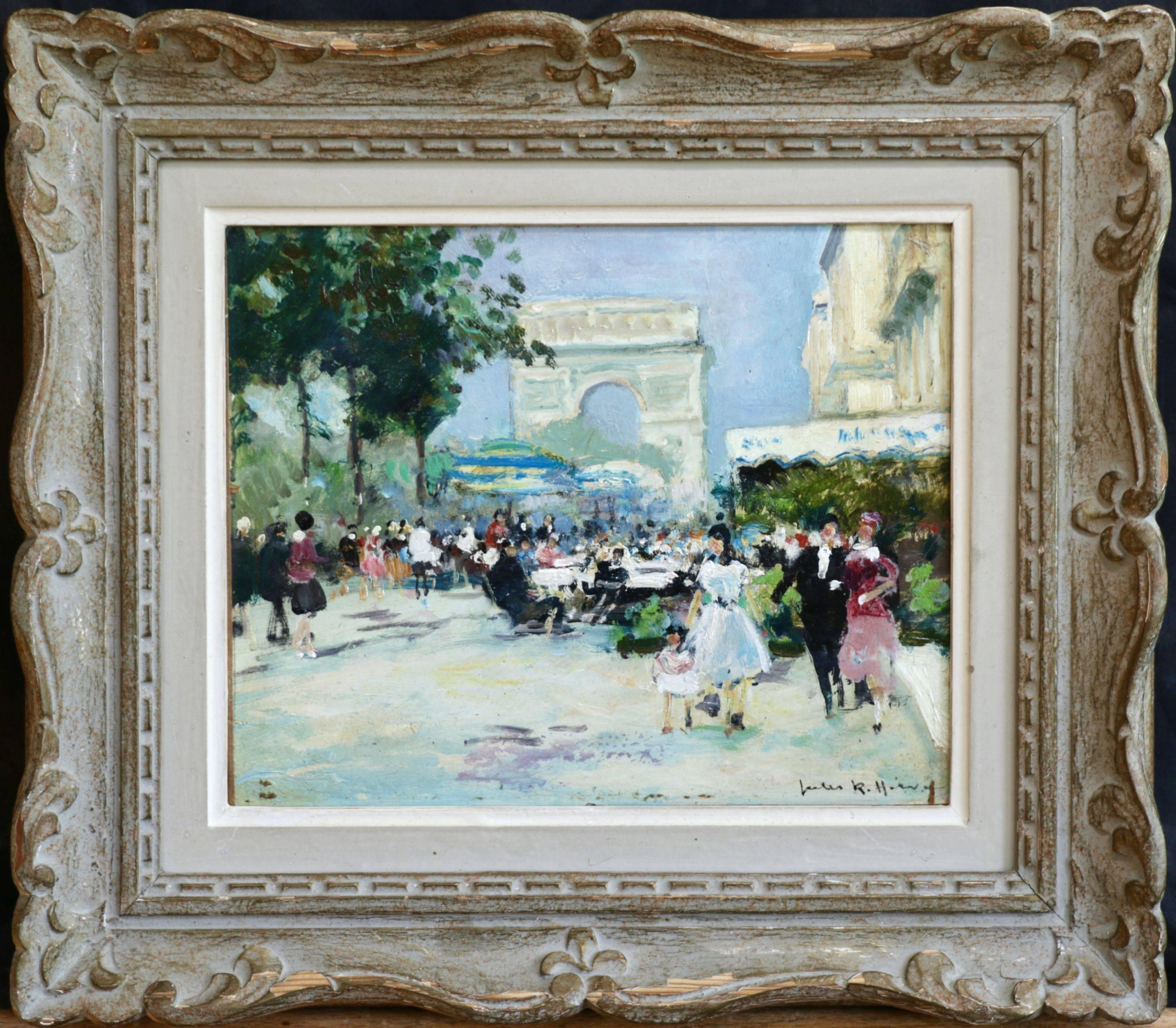 Terrasse sur les Champs Elysées - Painting by Jules René Hervé