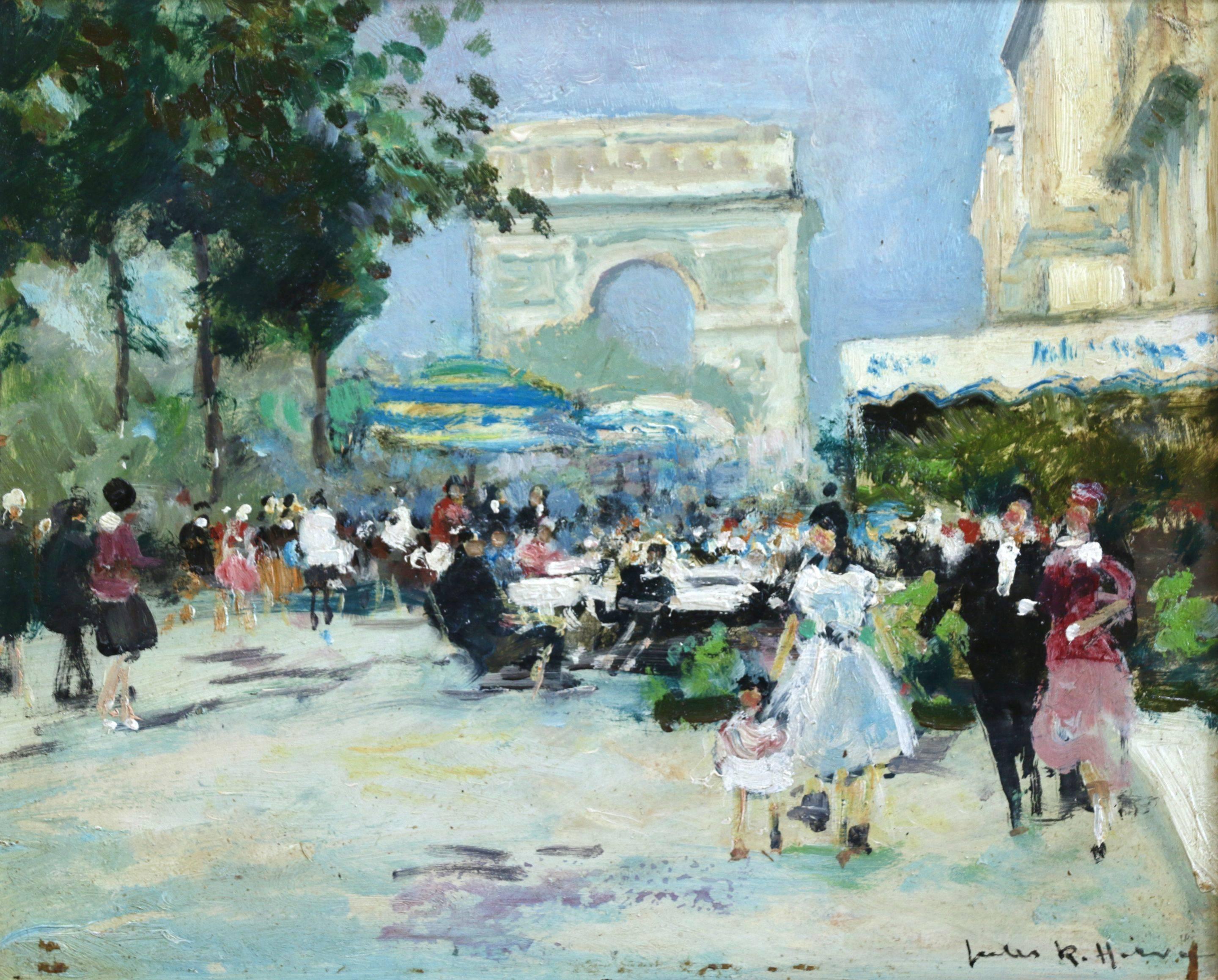 Jules René Hervé Landscape Painting - Terrasse sur les Champs Elysées