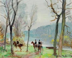 Trois Cavaliers, Signed French Impressionist Oil