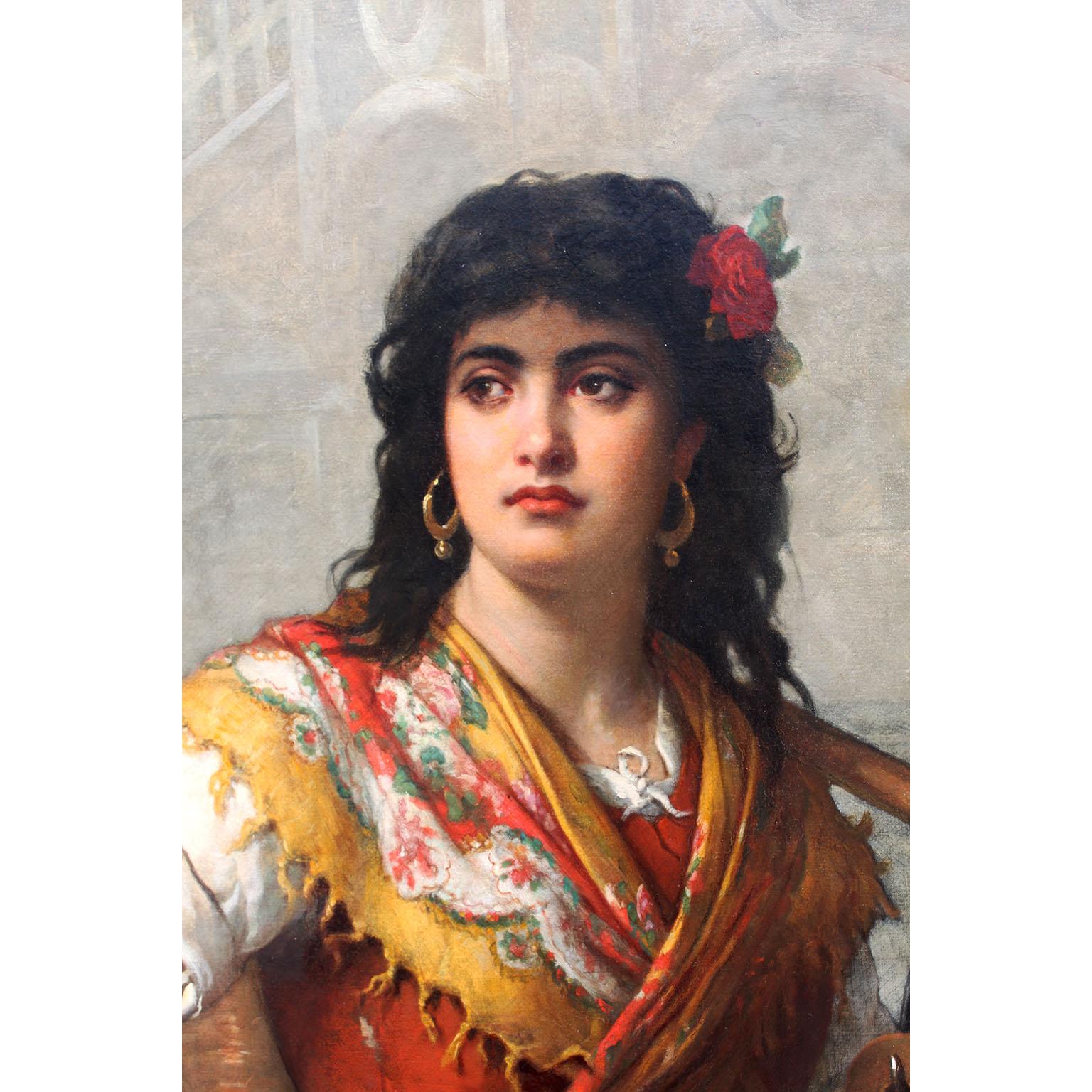 Grande e imponente olio su tela francese del XIX secolo 