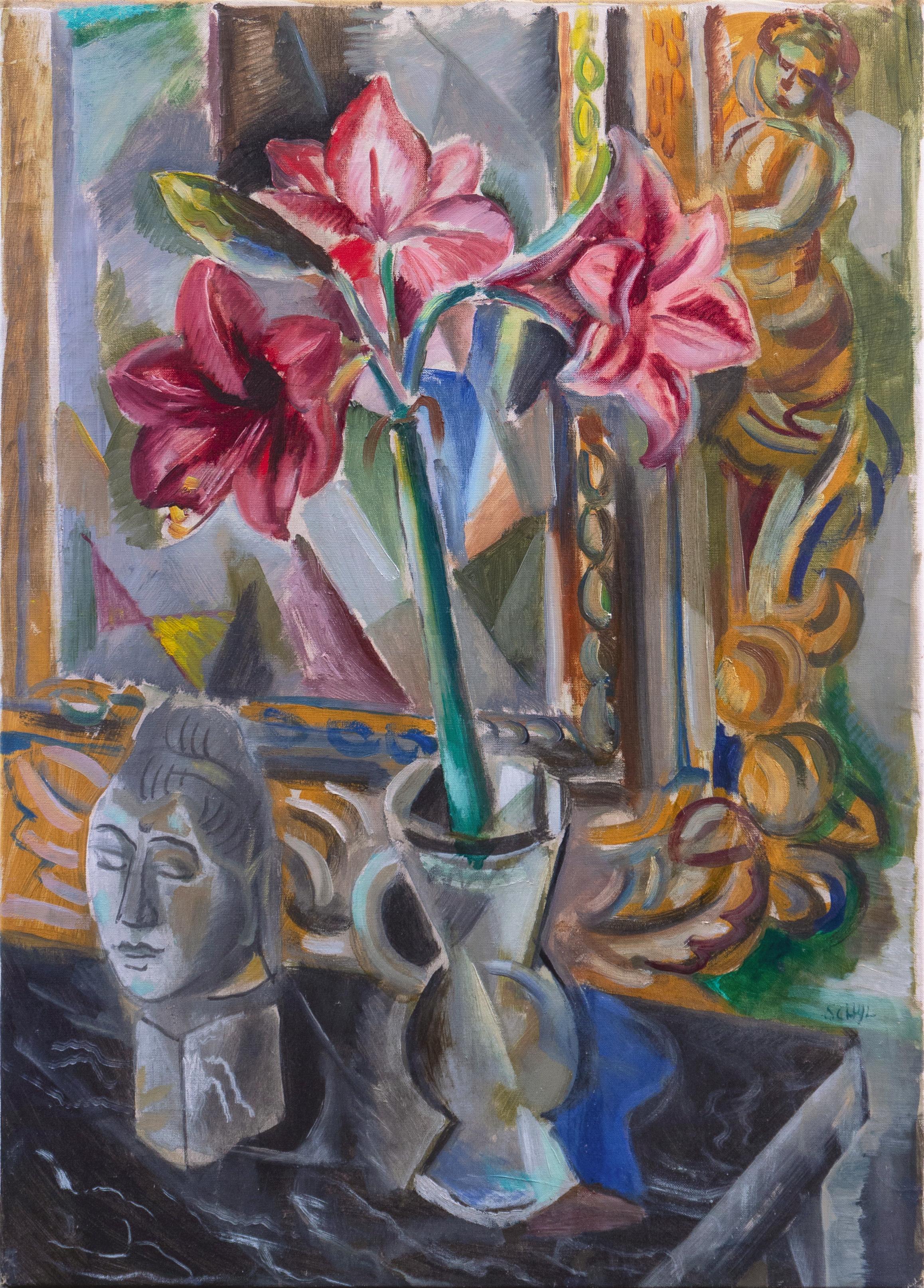 Jules Schyl Still-Life Painting – Stillleben, Amaryllis-Lilien", Expressionistisch, Dänisch, Aurora, Die Zwölf