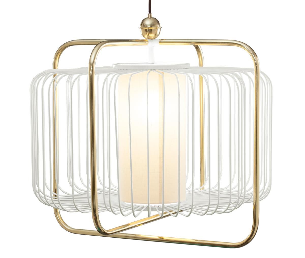 Contemporary Art Deco inspired Jules I Pendant Lamp in Brass and Black For Sale 1