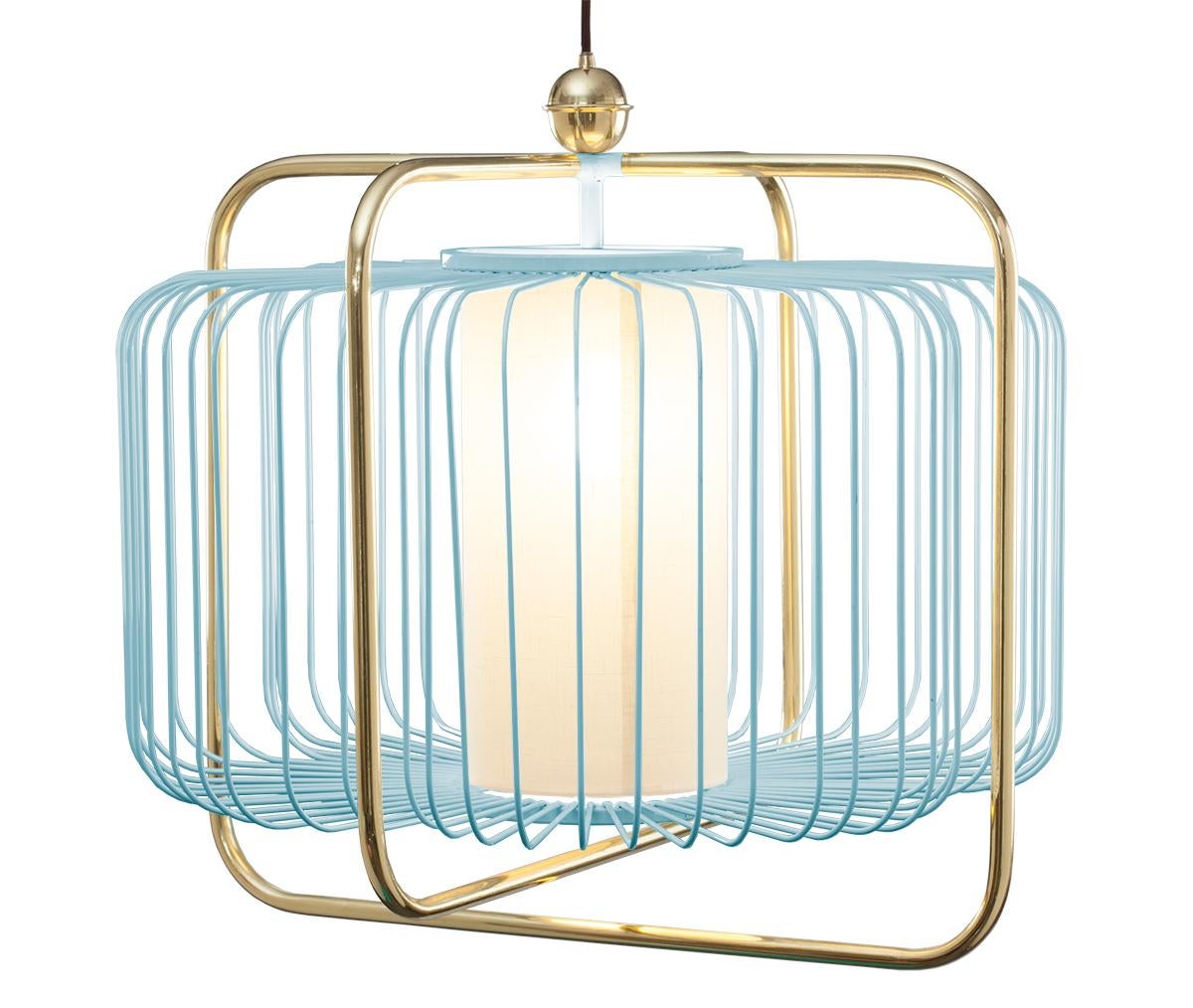 Contemporary Art Deco inspired Jules I Pendant Lamp in Brass and Black For Sale 2