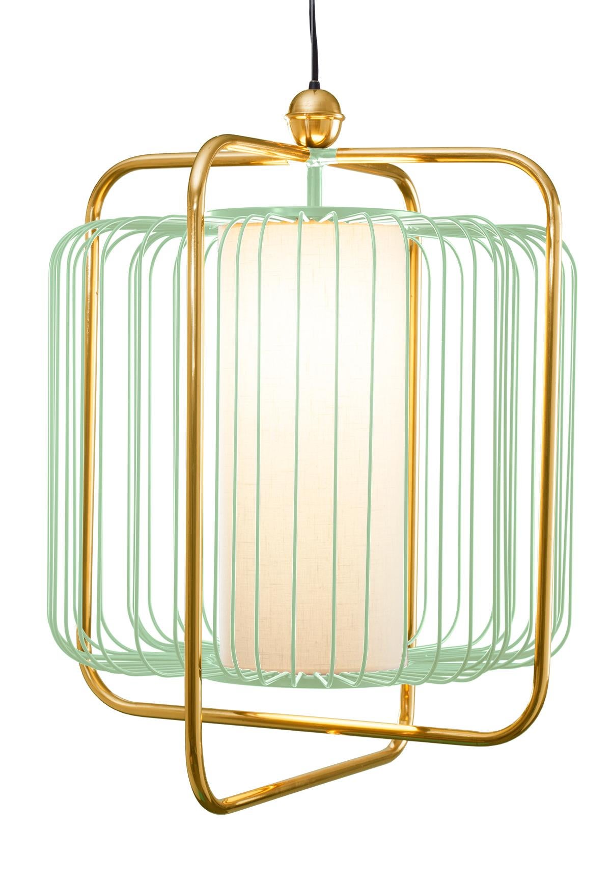 Copper Contemporary Art Deco inspired Jules Pendant Lamp in Brass and Black For Sale