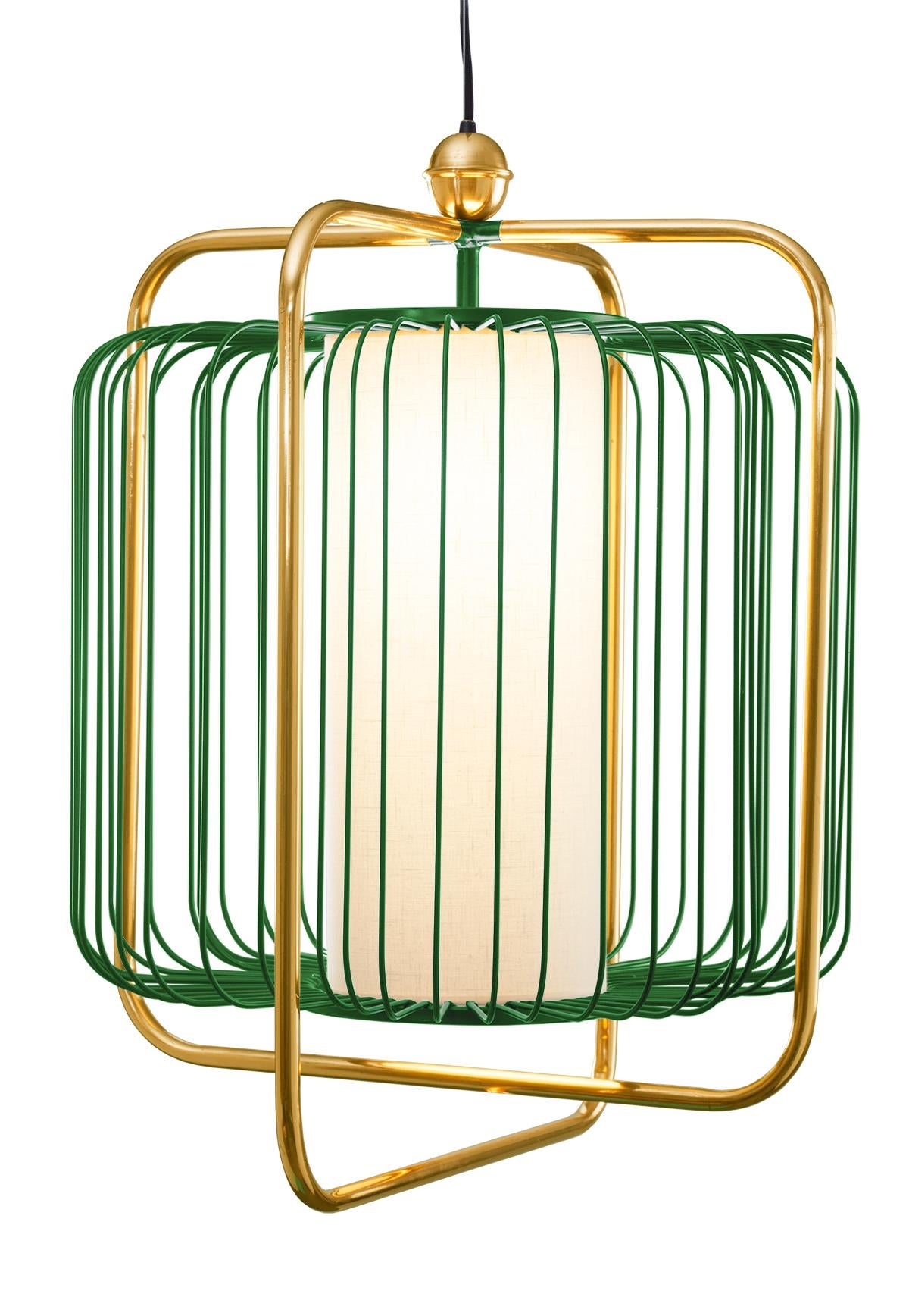 Contemporary Art Deco inspired Jules Pendant Lamp in Brass and Black For Sale 1