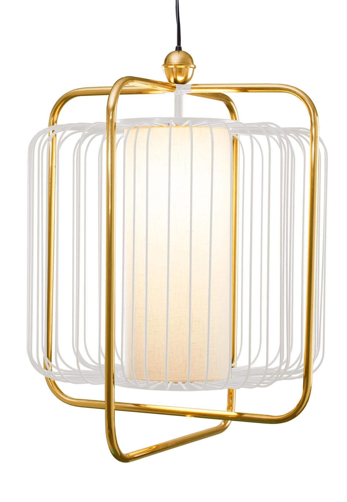 Contemporary Art Deco inspired Jules Pendant Lamp in Brass and Black For Sale 2