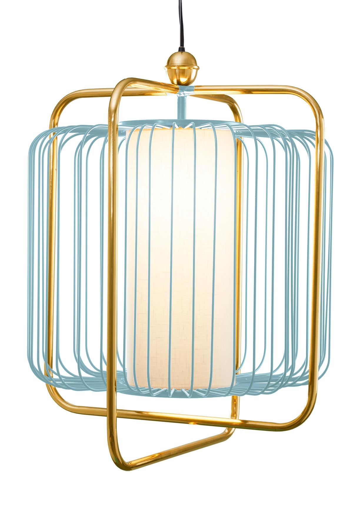 Contemporary Art Deco inspired Jules Pendant Lamp in Brass and Black For Sale 3