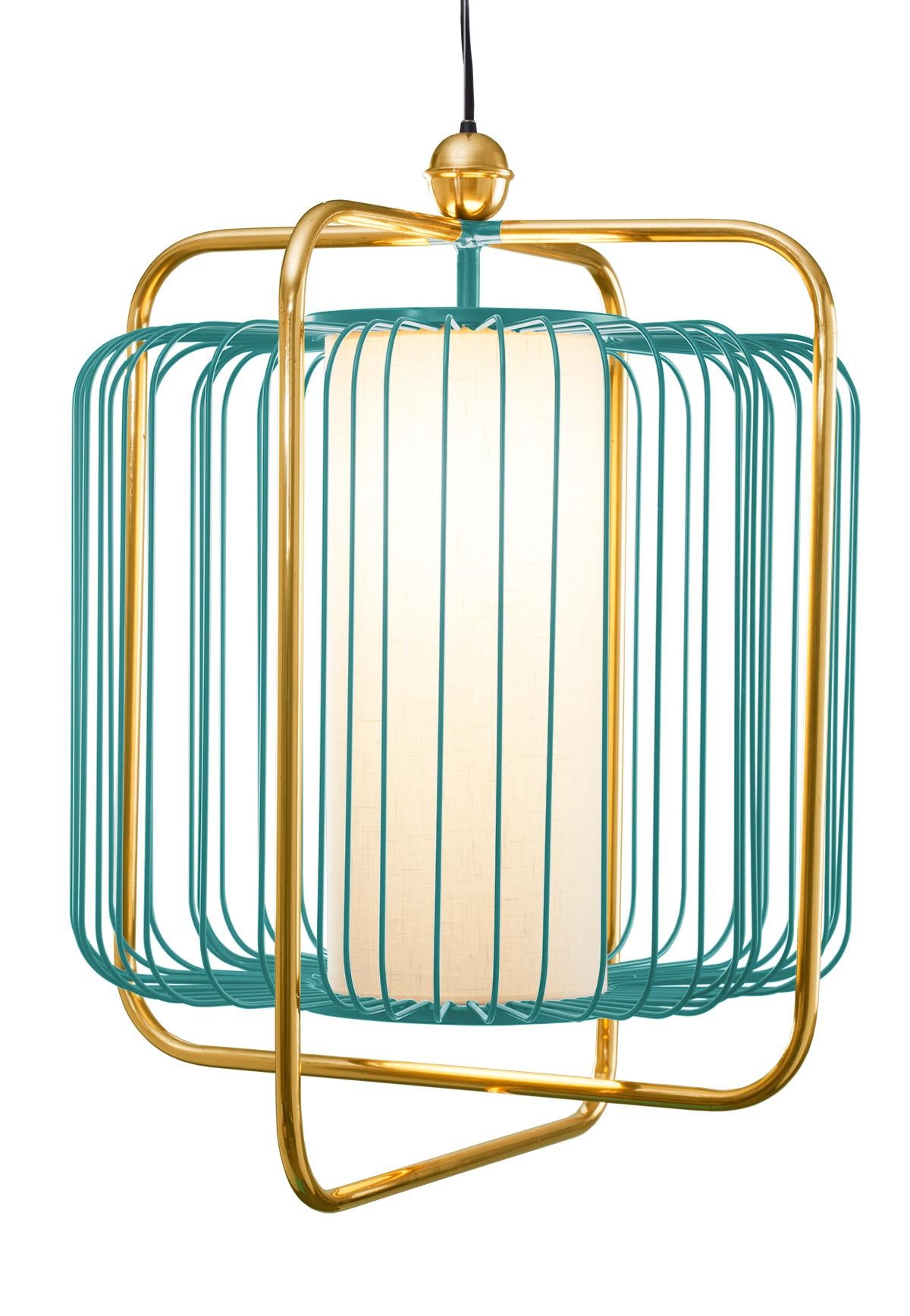 Contemporary Art Deco inspired Jules Pendant Lamp in Brass and Black For Sale 5