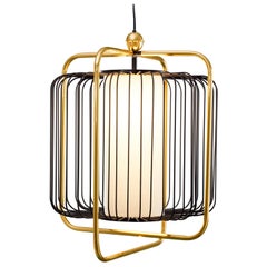 Contemporary Art Deco inspired Jules Pendant Lamp in Brass and Black