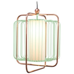 Contemporary Art Deco inspired Jules Pendant Lamp in Copper and Dream Green