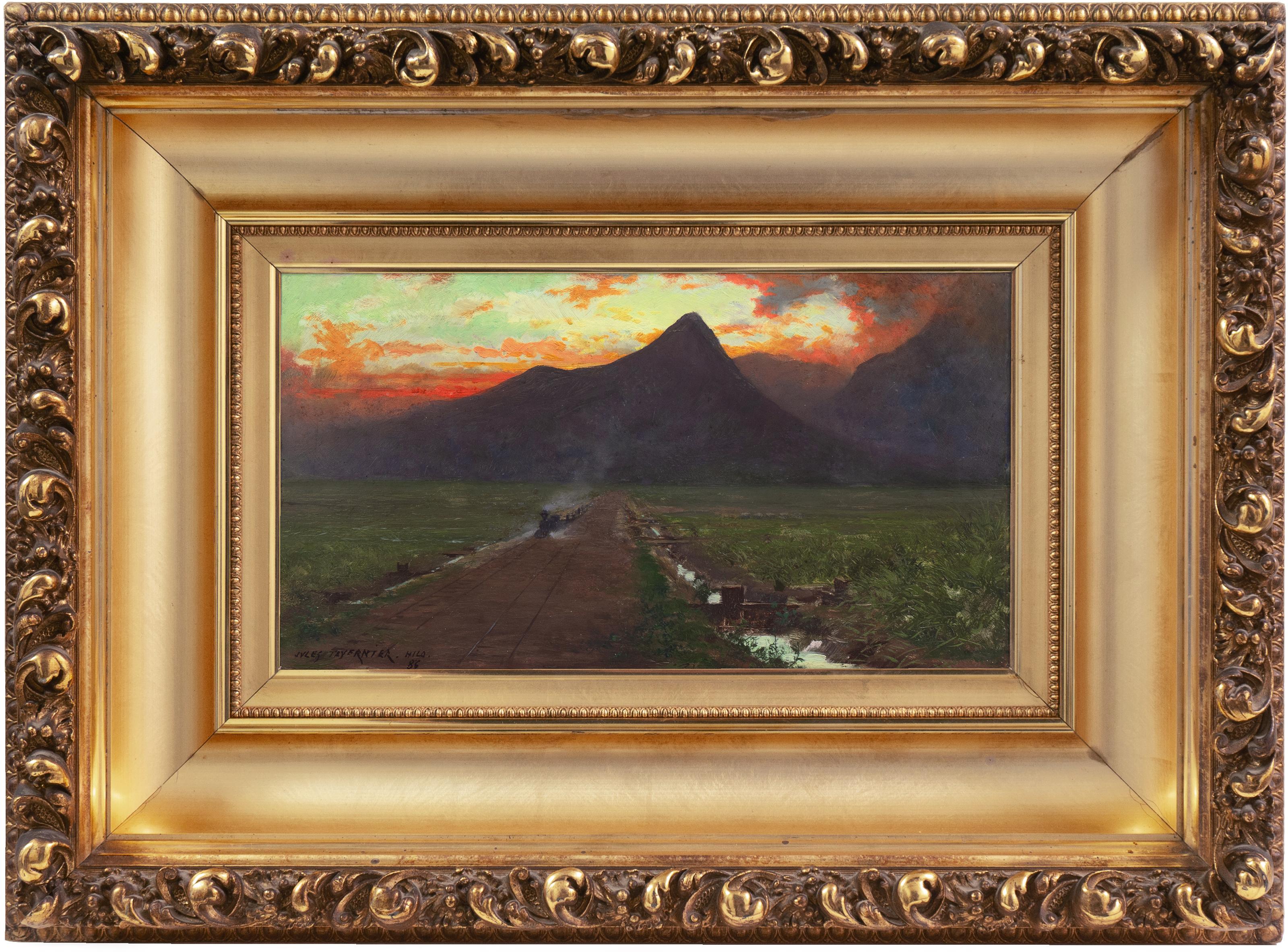 'Steam Engine, Hilo, Big Island of Hawaii', Paris Salon, De Young, Oakland, SFAA - Painting by Jules Tavernier