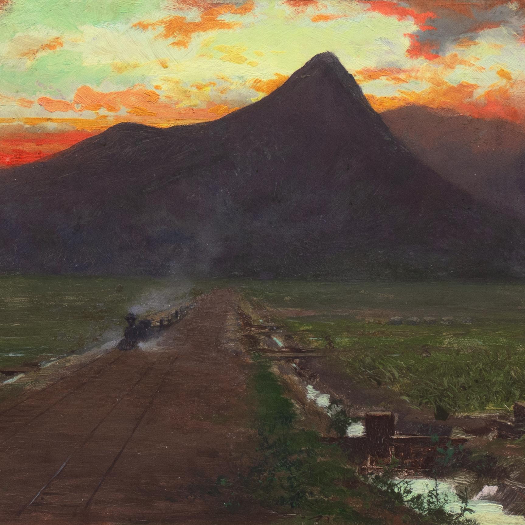 'Steam Engine, Hilo, Big Island of Hawaii', Paris Salon, De Young, Oakland, SFAA, Bohemian Club,
---------
Signed lower left, 'Jules Tavernier' (French, 1844-1889), titled 'Hilo' and dated 1886. Displayed in the original and period, carved giltwood