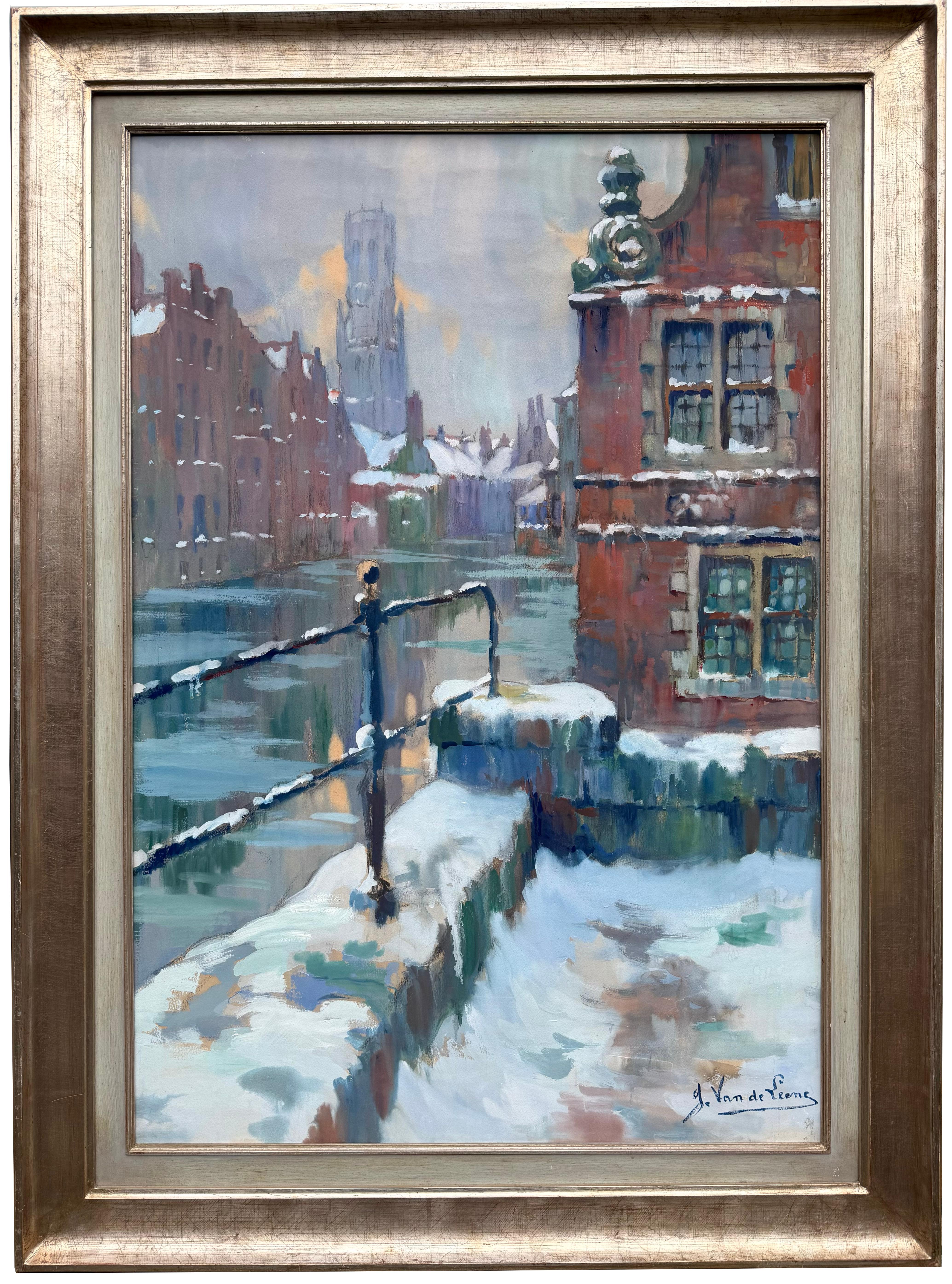 Jules Van De Leene Landscape Painting - 'The Belfry of Bruges' by Jules Van de Leene (1887 – 1962)