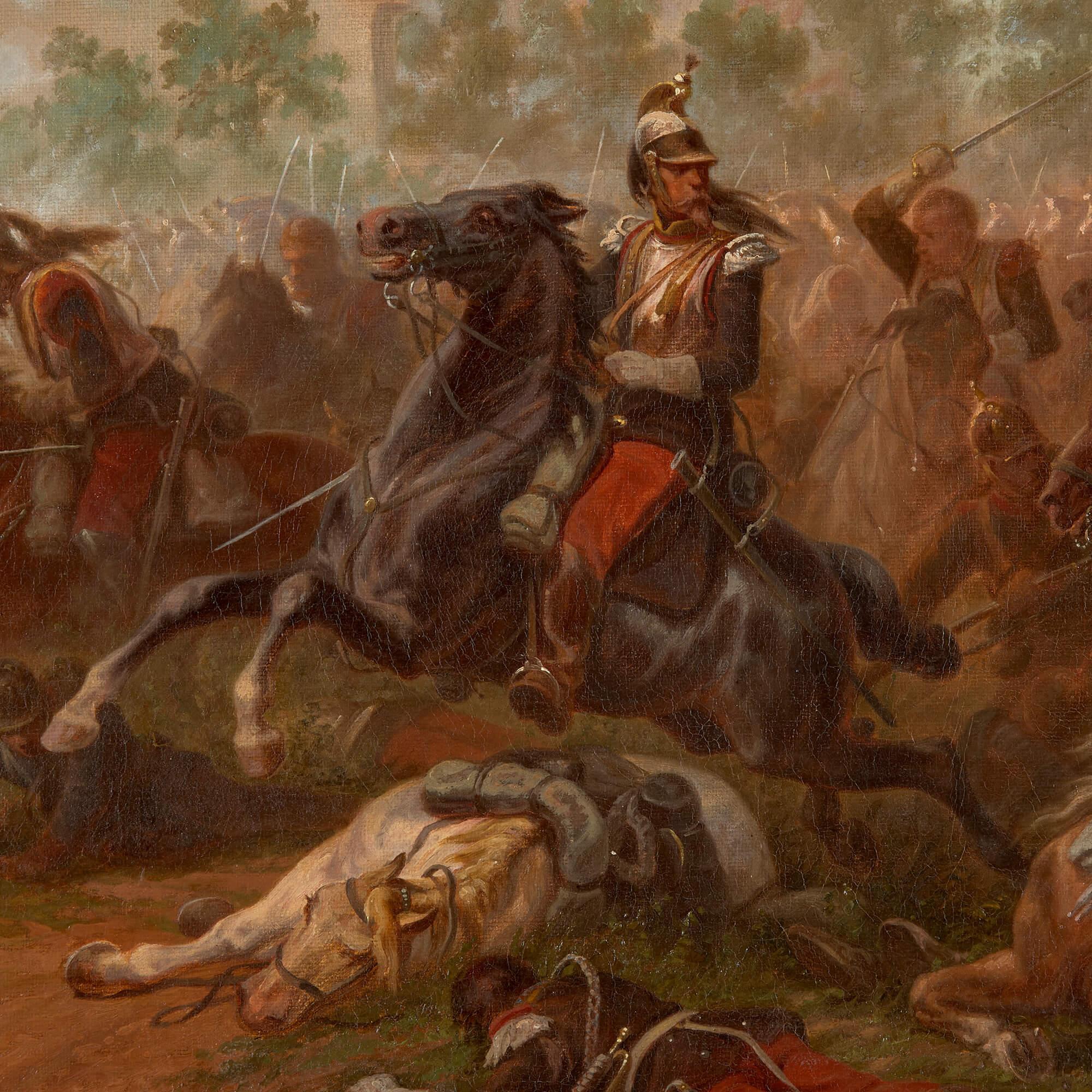 Pair of Large Oil Paintings of Battle Scenes by van Imschoot For Sale 2