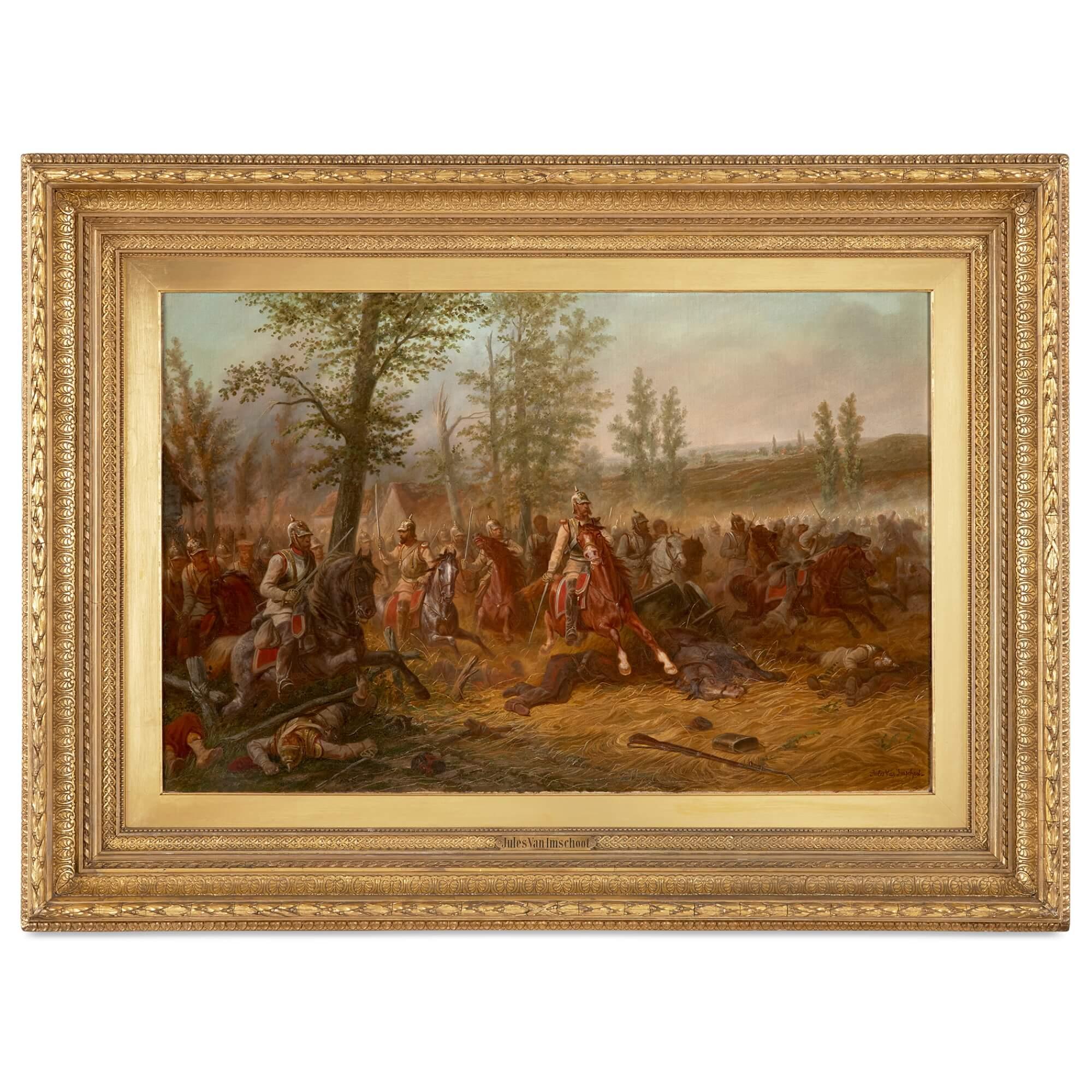 Pair of Large Oil Paintings of Battle Scenes by van Imschoot For Sale 5
