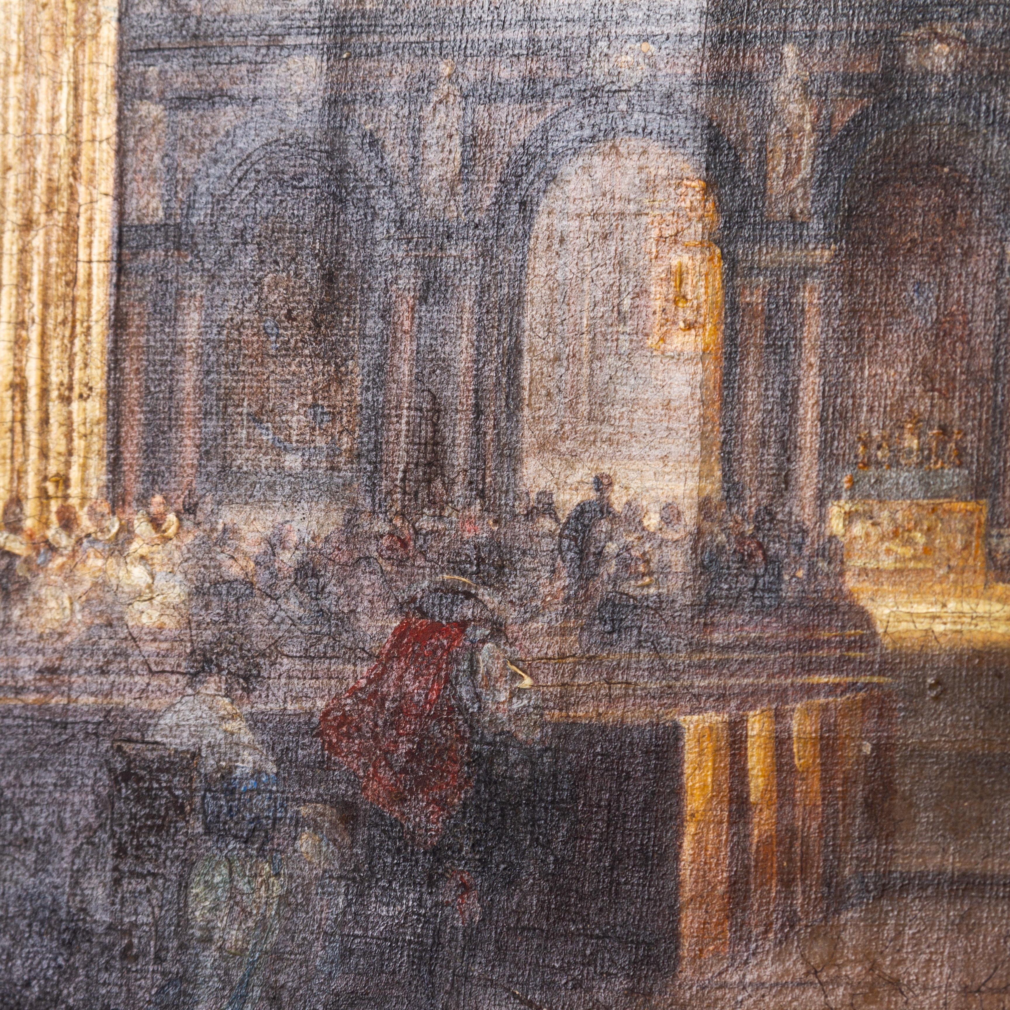 19th Century Jules Victor Genisson (Saint-Omer 1805-1860 Bruges) Cathedral Oil Painting