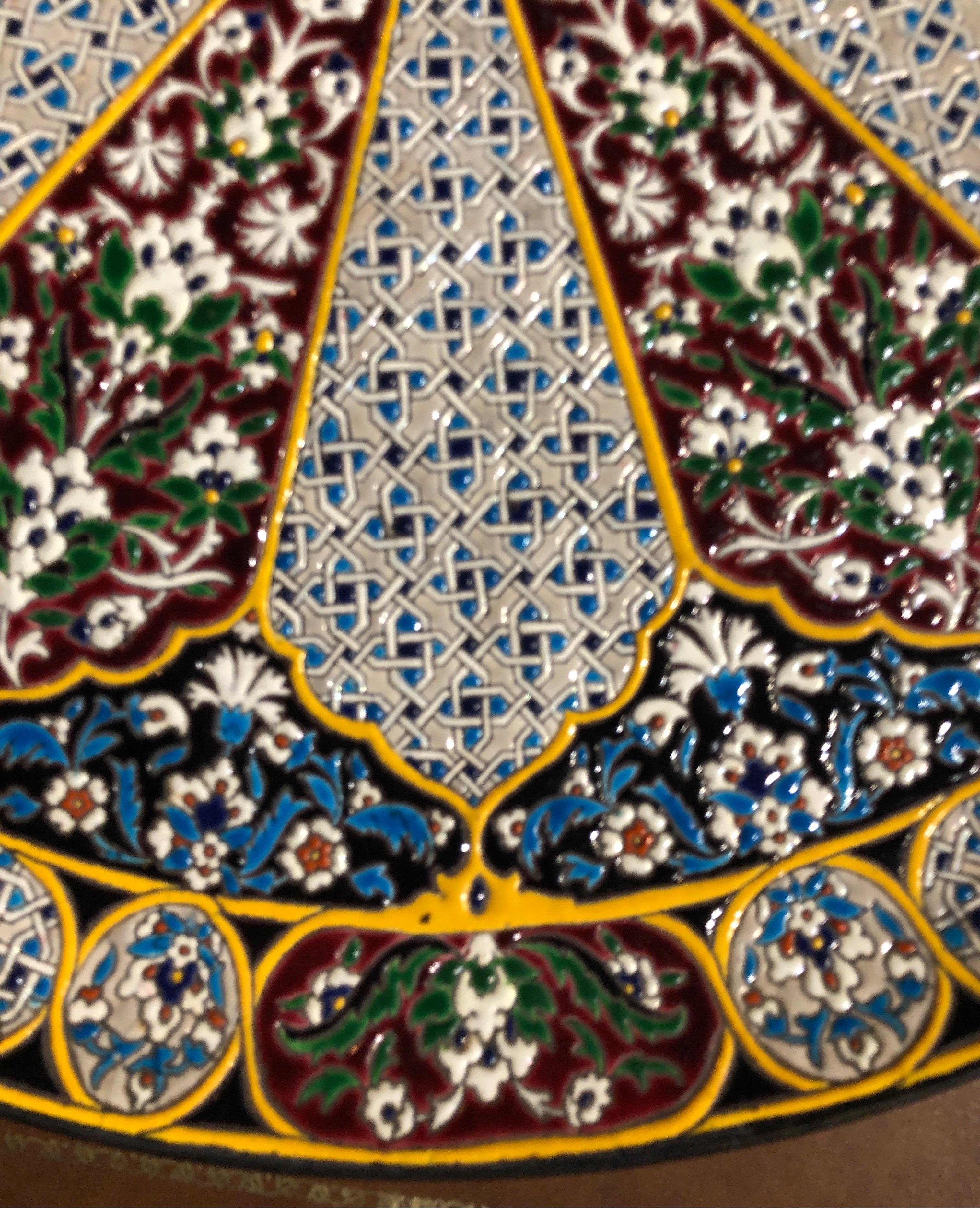 Jules Vieillard & Co, Bordeaux, Large Islamic style charger, France 1895, Sitting at a large 21