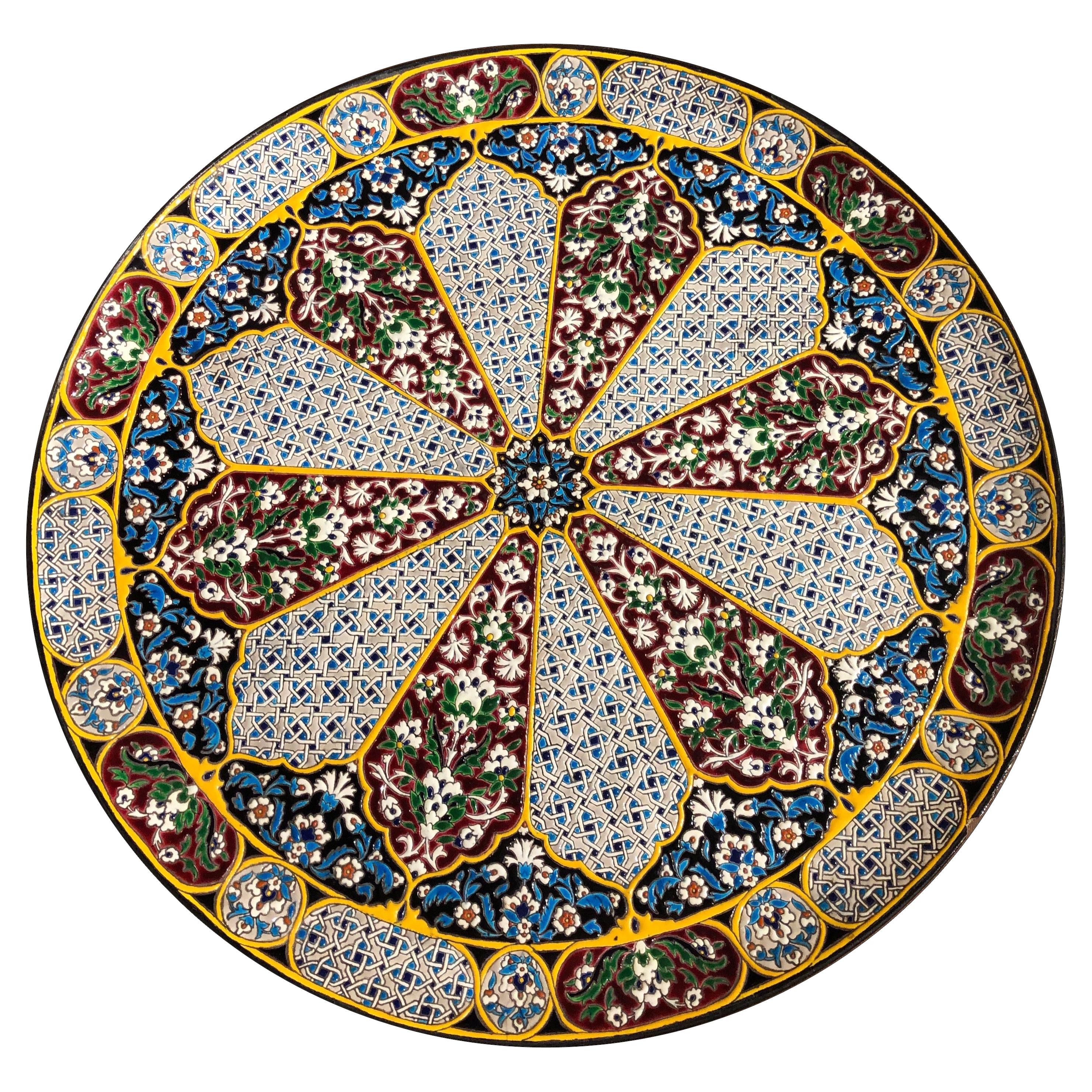 Jules Vieillard & Co, Bordeaux, Large Islamic Style Charger, France, 1895 For Sale
