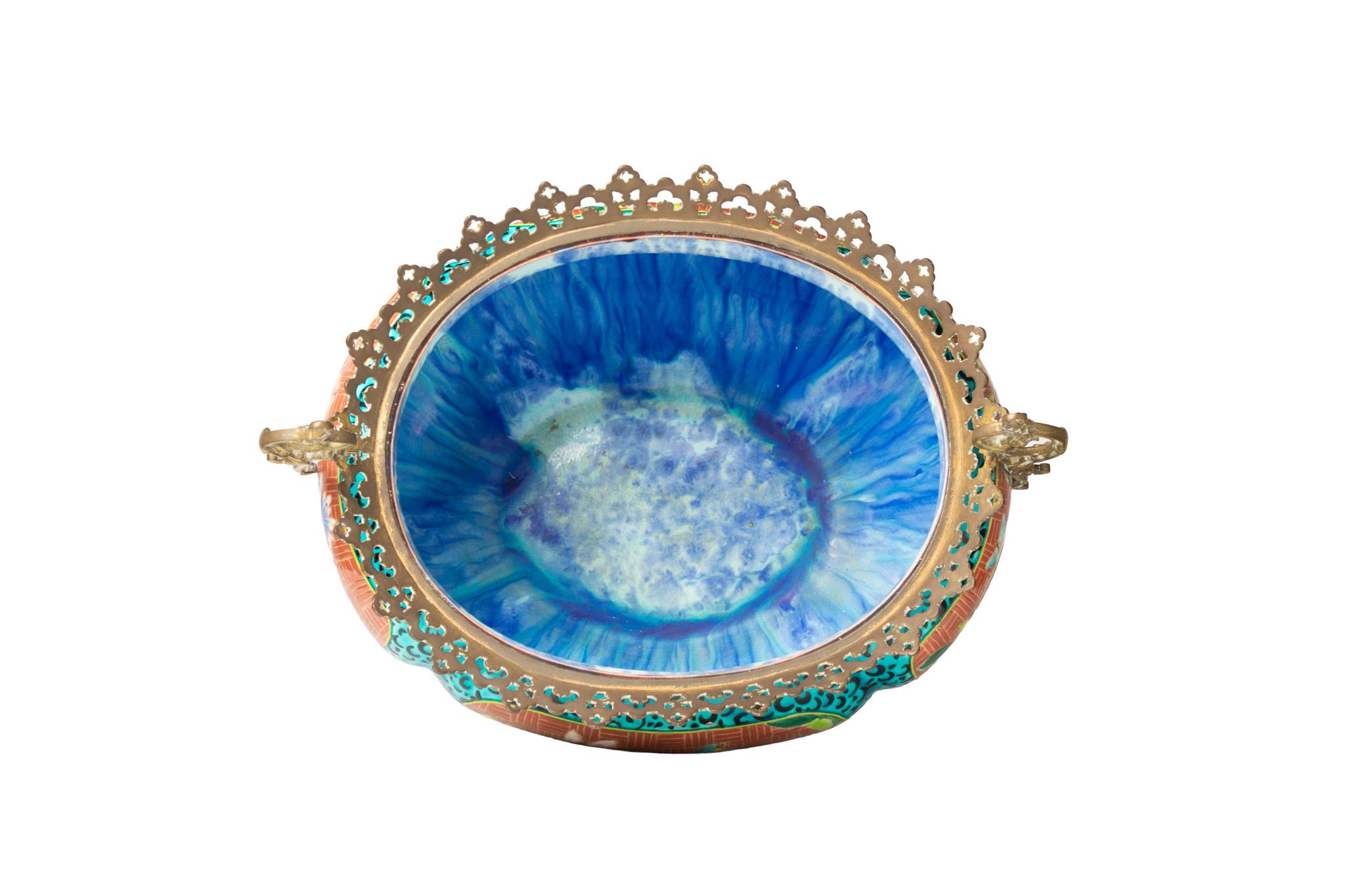 Jules Vieillard & Co, Bordeaux, Turquoise Jardienere, France, 1895 For Sale 9