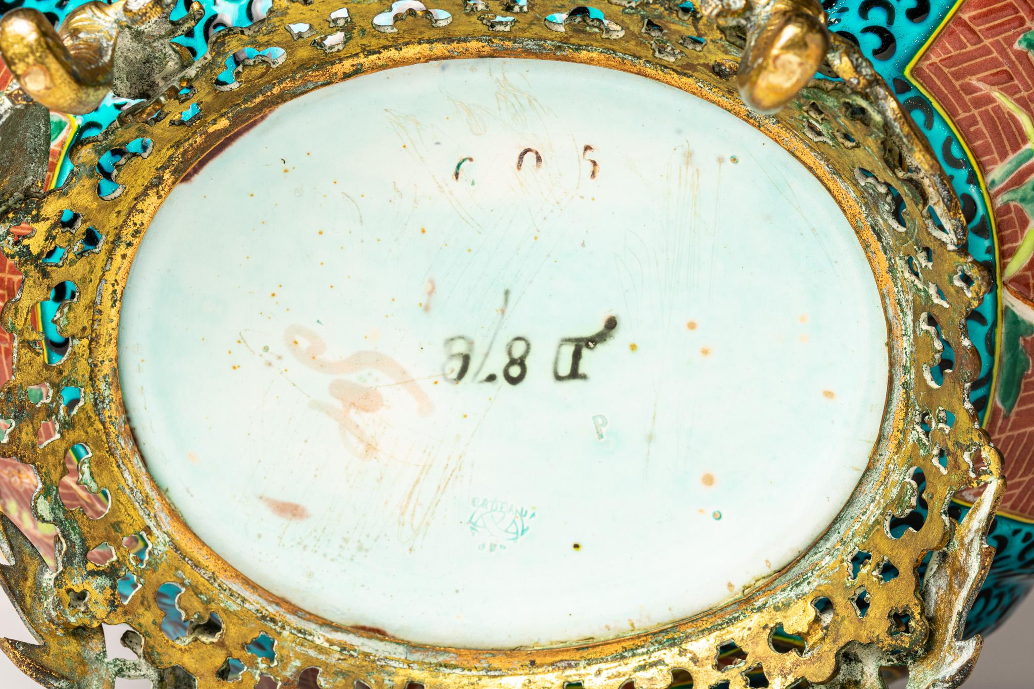 Jules Vieillard & Co, Bordeaux, Turquoise Jardienere, France, 1895 For Sale 10