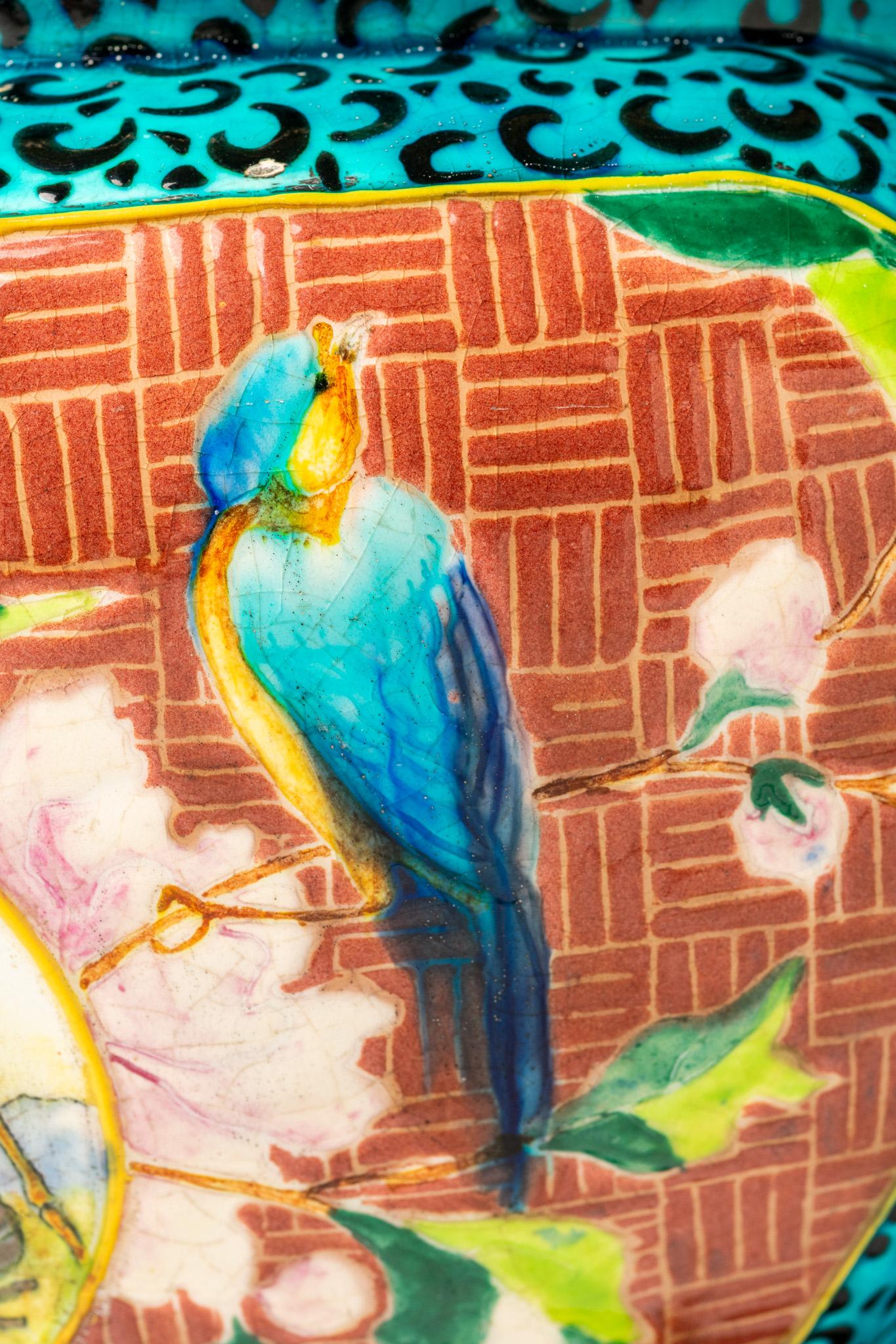 Jules Vieillard & Co, Bordeaux, Turquoise Jardienere, France, 1895 In Good Condition For Sale In Portland, England