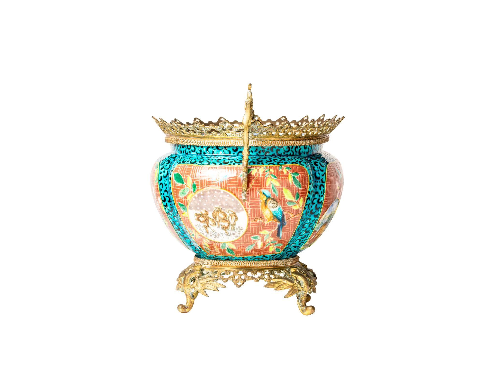 Jules Vieillard & Co, Bordeaux, Turquoise Jardienere, France, 1895 For Sale 2