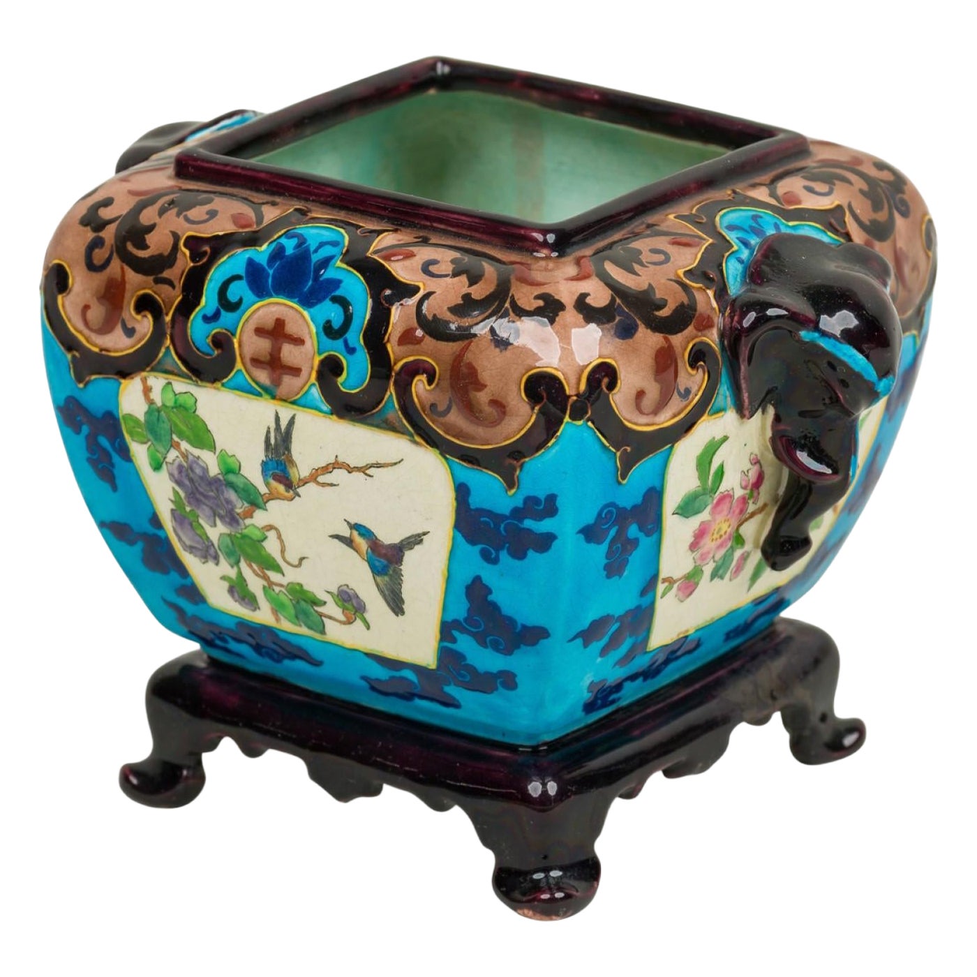 Jules Vieillard French Victorian Chinoiserie Cachepot en vente