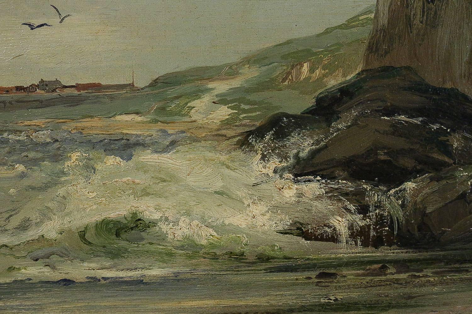 Jules Véron-Faré, Late 19th Century Oil on Canvas, Scene of Navy For Sale 3