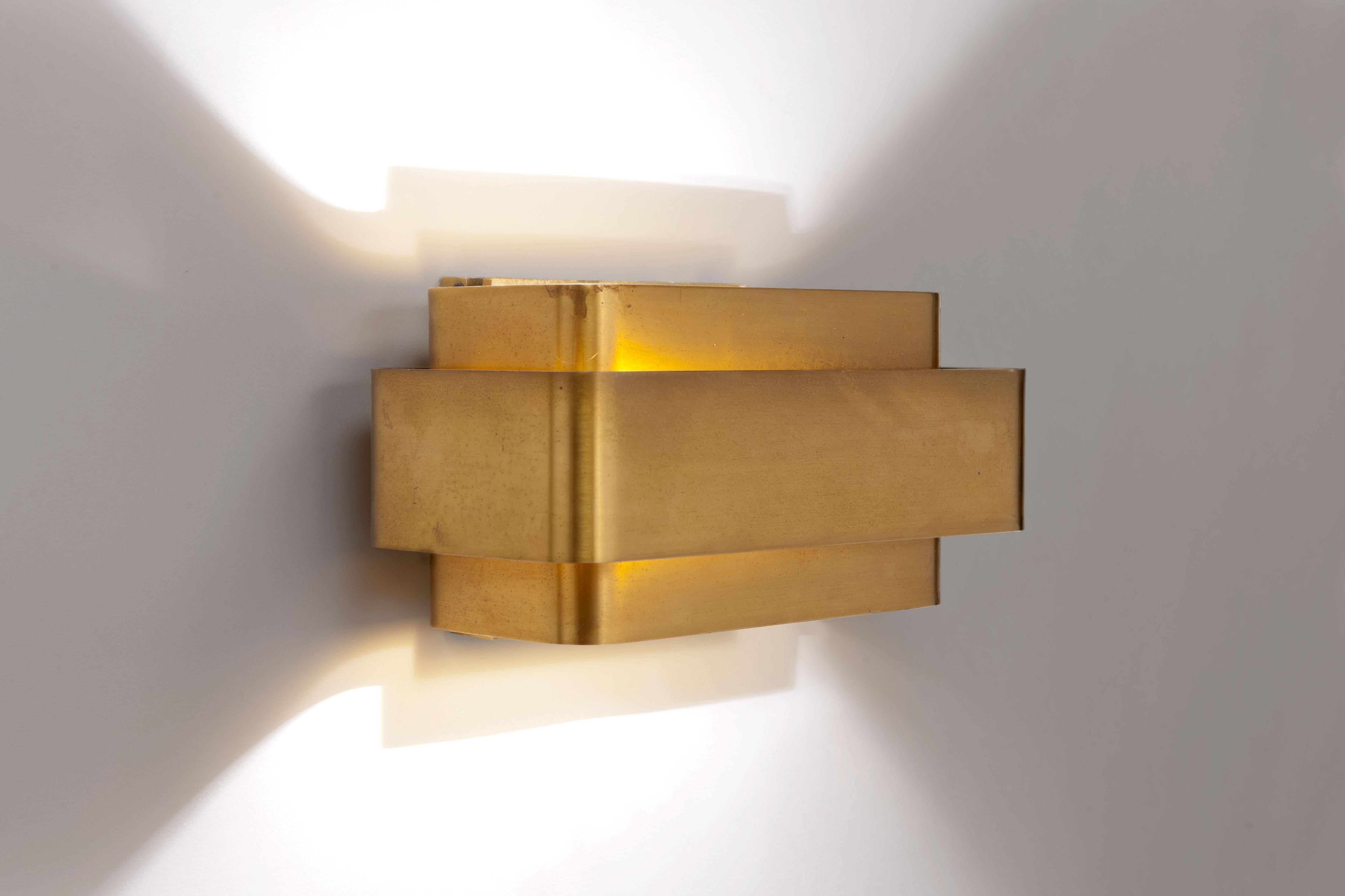 Belgian Jules Wabbes Brass 'Small Wall Lamp' by General Decoration, 1968
