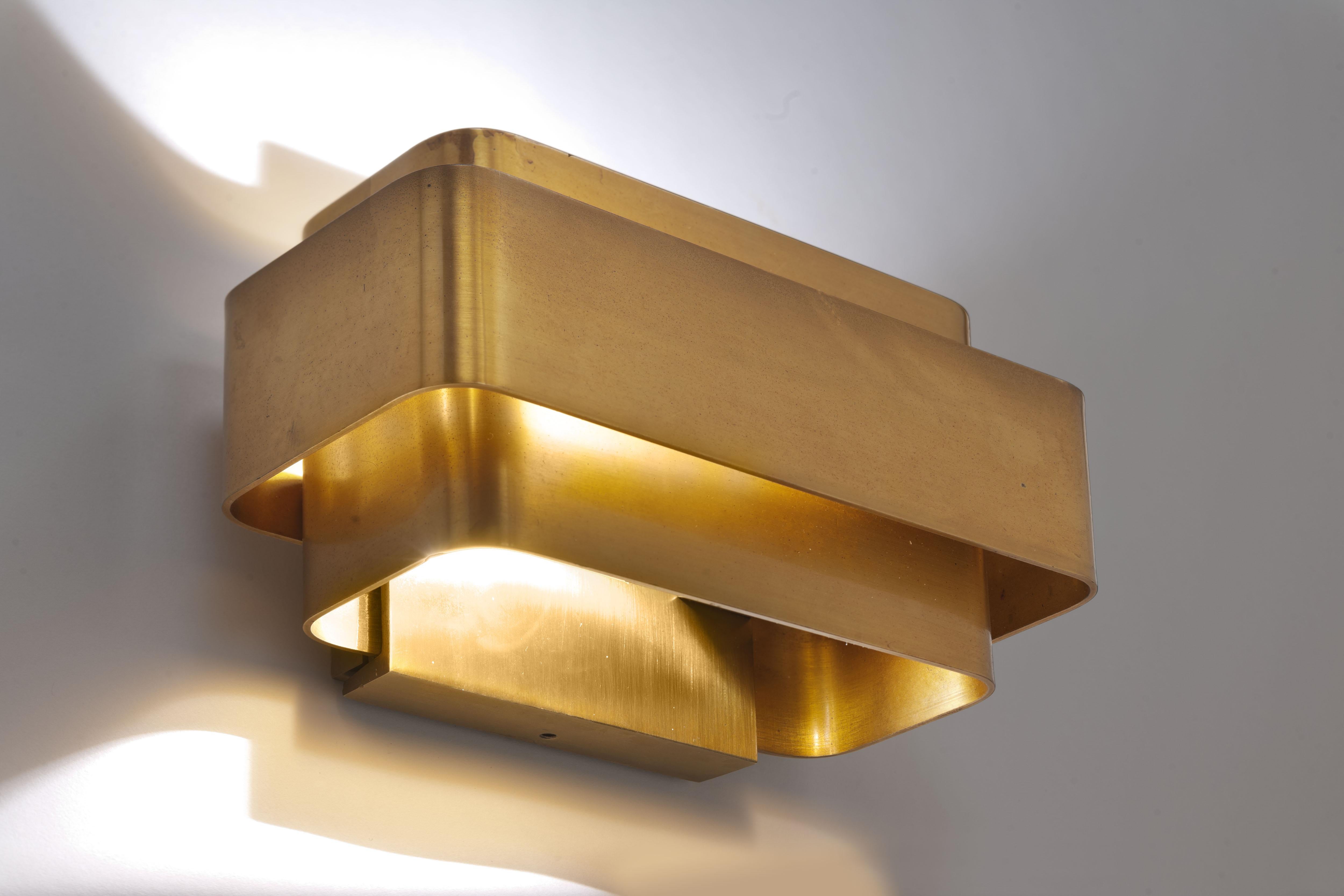 Jules Wabbes Brass 'Small Wall Lamp' by General Decoration, 1968 In Good Condition In Utrecht, NL