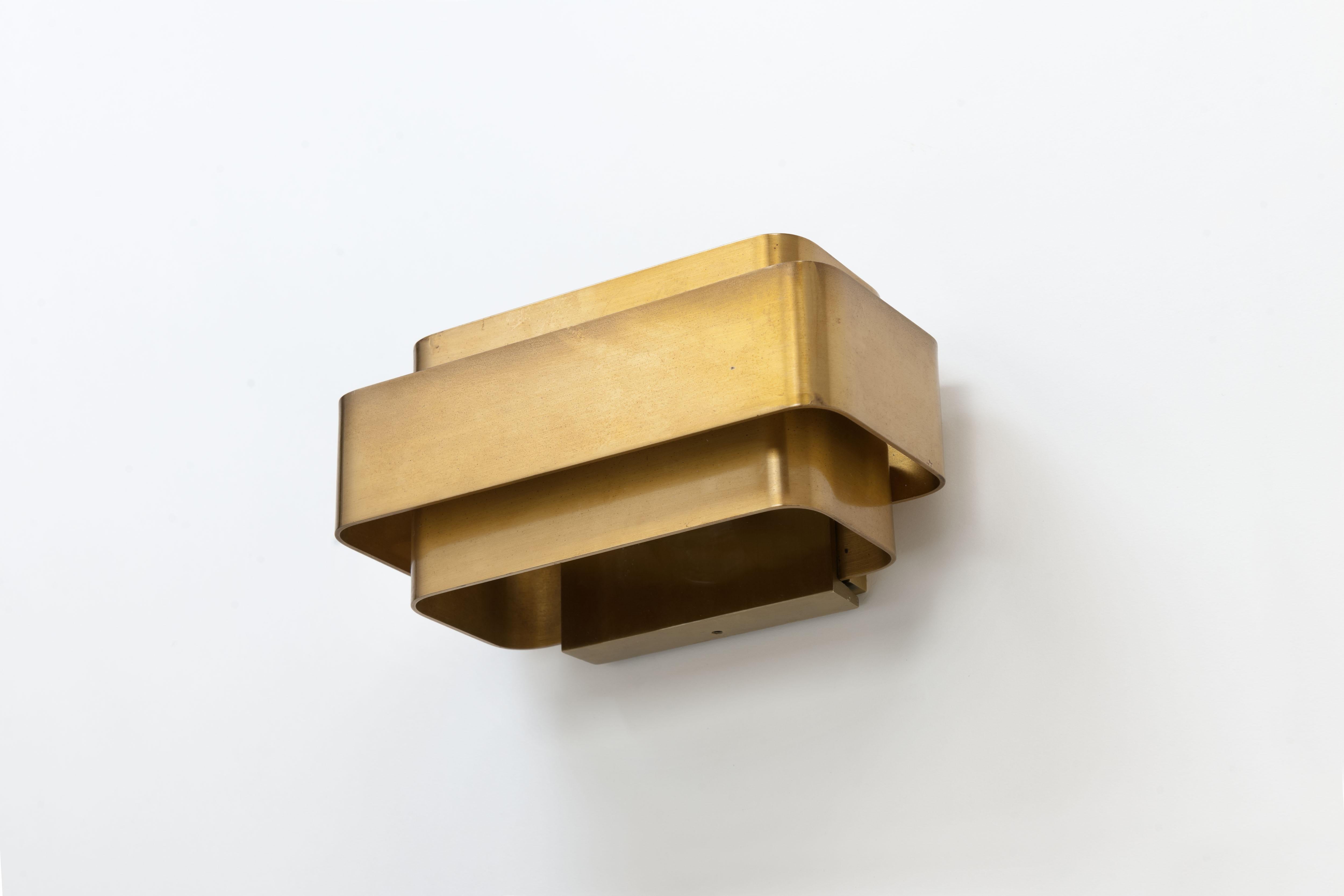 Jules Wabbes Brass 'Small Wall Lamp' by General Decoration, 1968 1