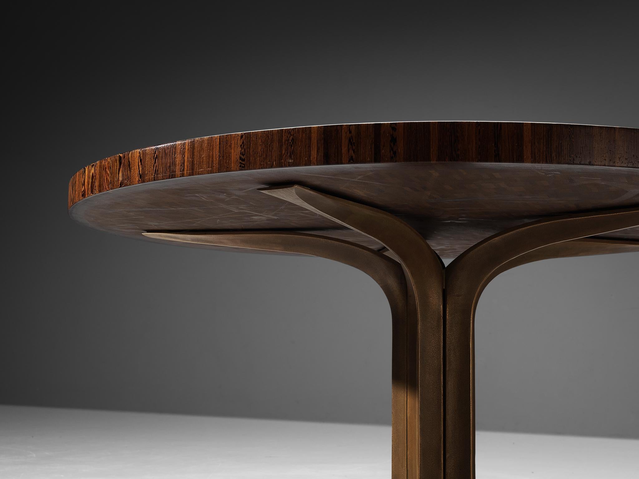Jules Wabbes Center Table in Wengé and Bronze  5